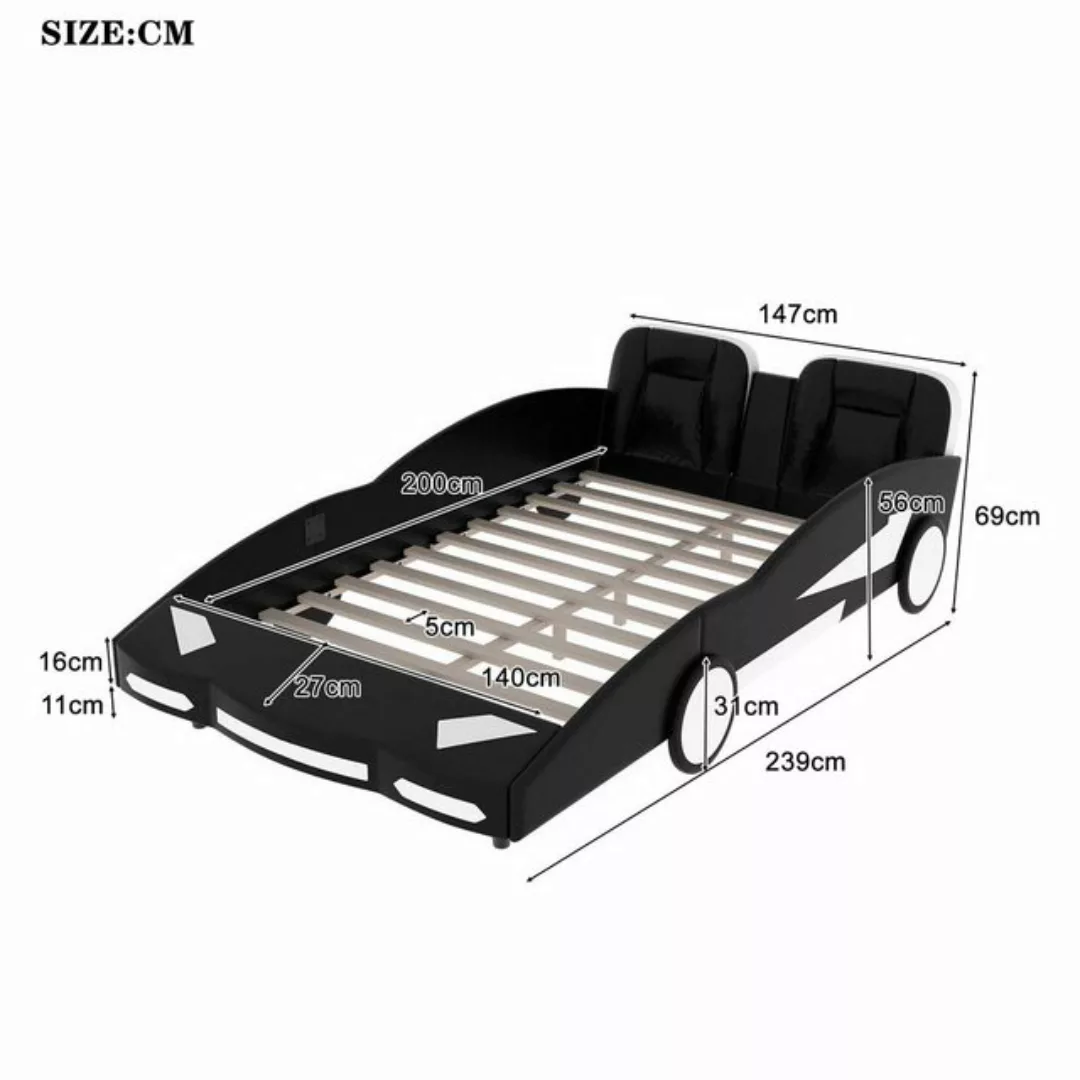 TavilaEcon Autobett Kinderbett Flachbett Auto-Modellbett, 140 x 200 cm günstig online kaufen