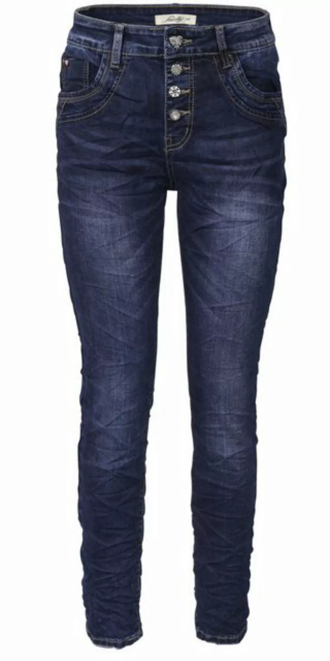 Jewelly Regular-fit-Jeans Jeans, Stretch Jeans Five-Pocket im Crash-Look günstig online kaufen