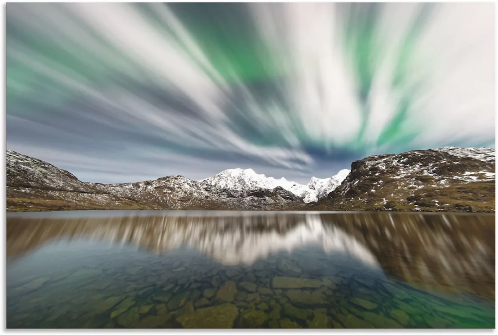 Artland Wandbild "Polarlicht über einer Bergkette", Berge & Alpenbilder, (1 günstig online kaufen