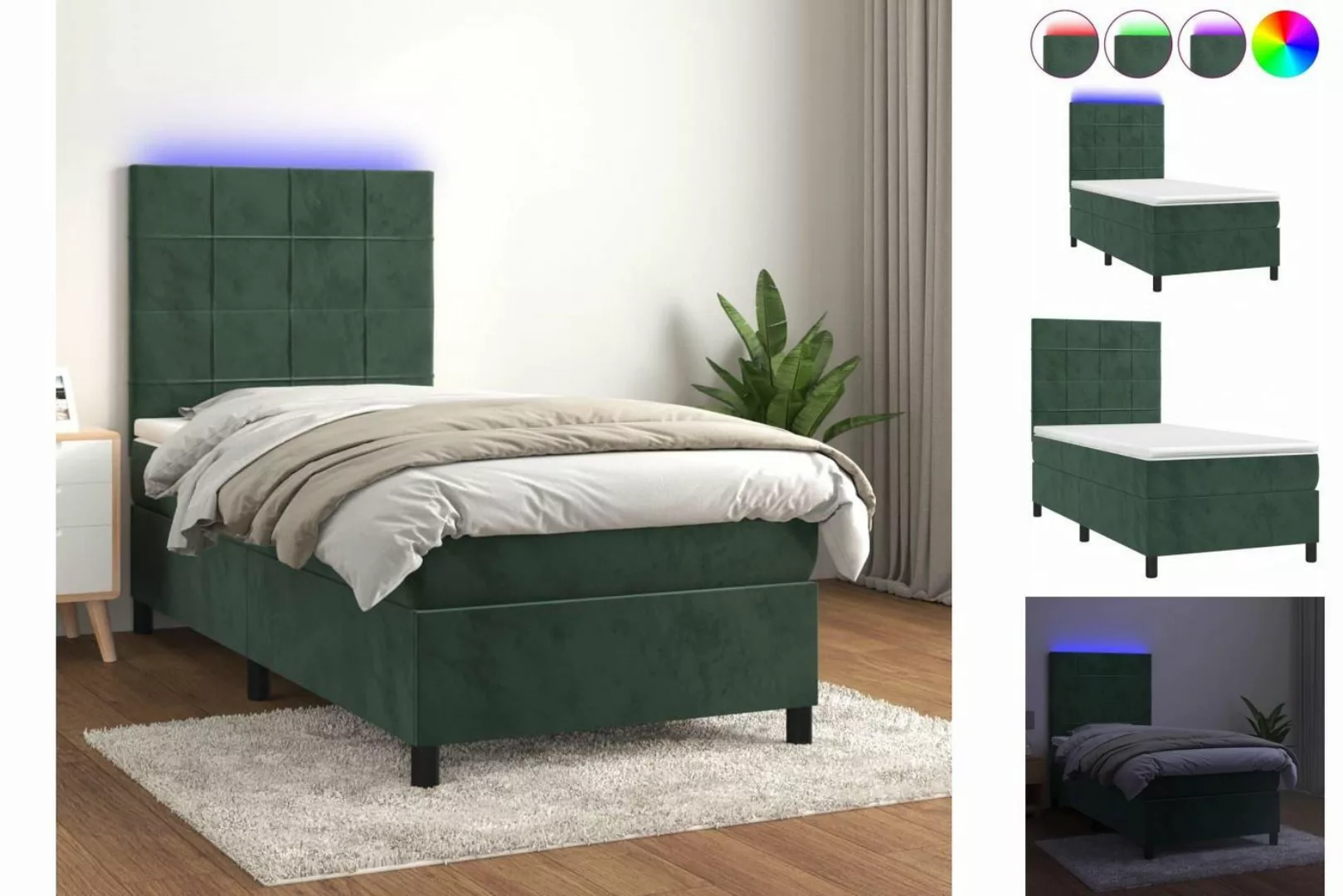 vidaXL Boxspringbett Boxspringbett mit Matratze & LED Samt (80 x 200 cm, Gr günstig online kaufen