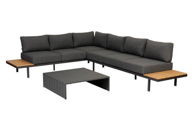 EXOTAN Gartensofa Gartenecksofa Bari mit Kissen und Couchtisch, Dunkelgrau günstig online kaufen