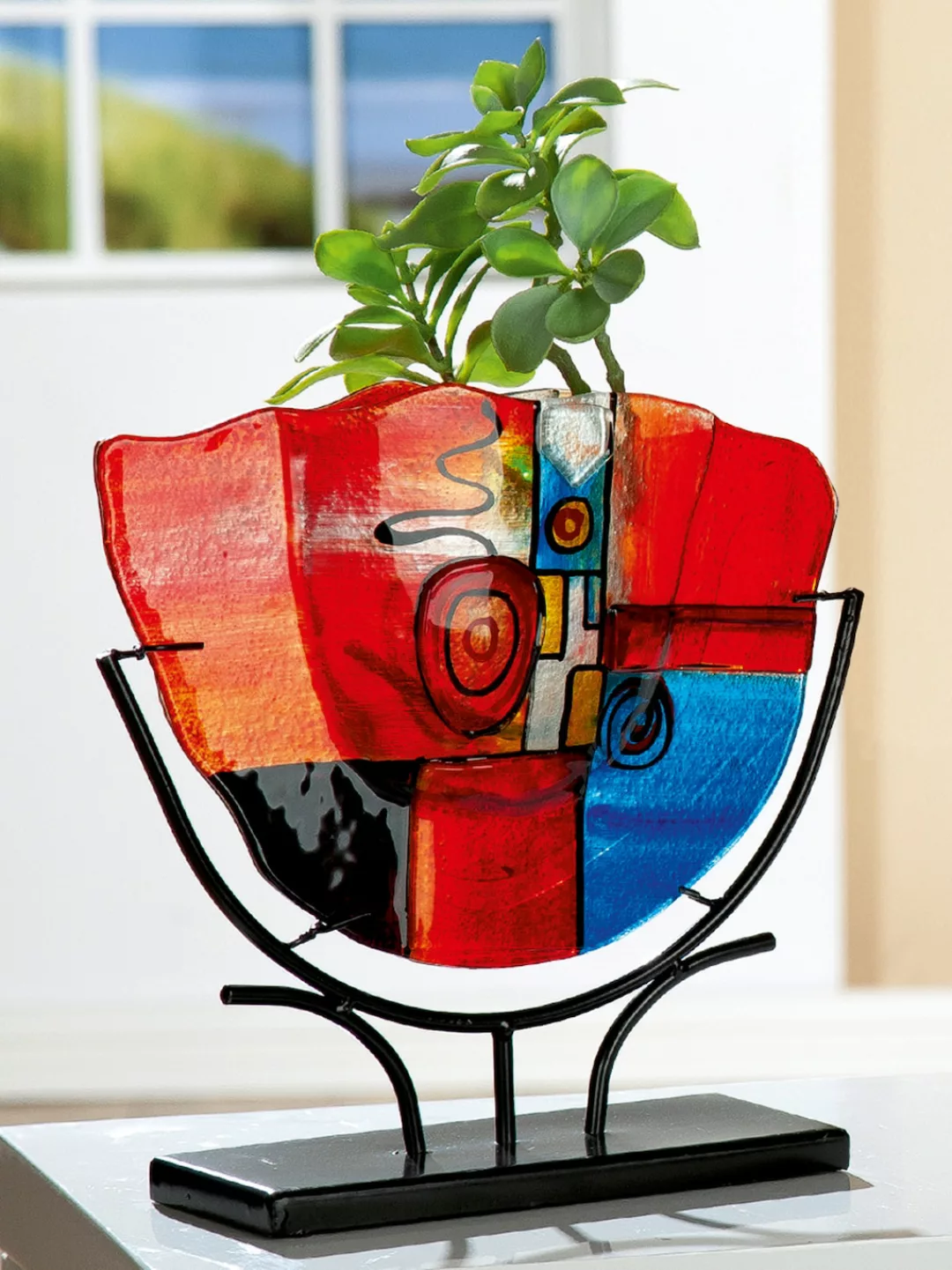 GILDE GLAS art Dekovase »New Life 1«, (1 St.), handbemalt mit Fusingglas-El günstig online kaufen