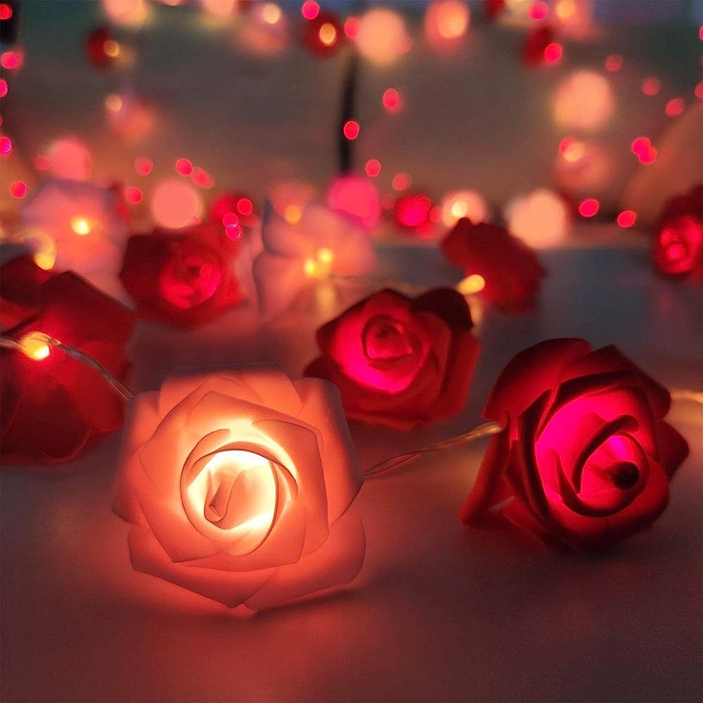 Qualra LED-Lichterkette Deko Rosen Lichterkette Blumen günstig online kaufen