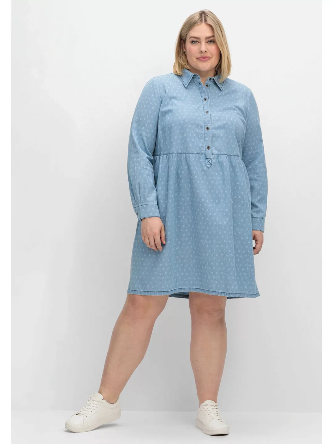 Sheego Jeanskleid "Große Größen", mit Tupfenprint und Taschen günstig online kaufen