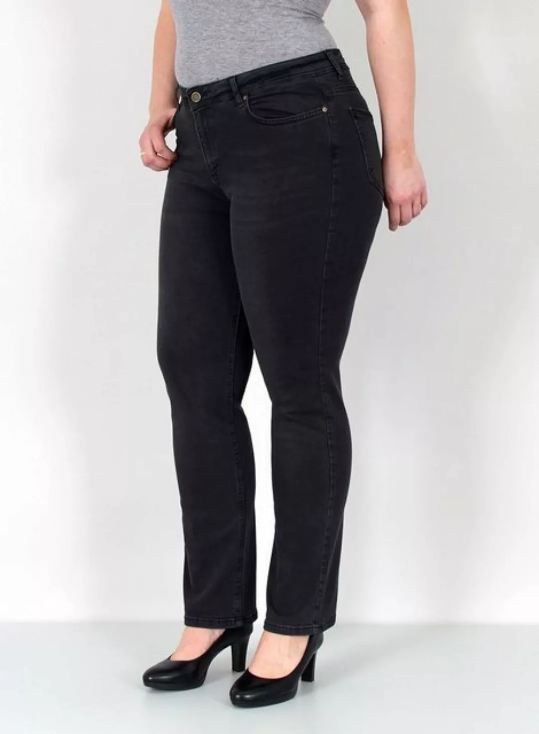 ESRA Straight-Jeans Damen Jeanshose Gerader Schnitt Stretch Hose hoher Bund günstig online kaufen