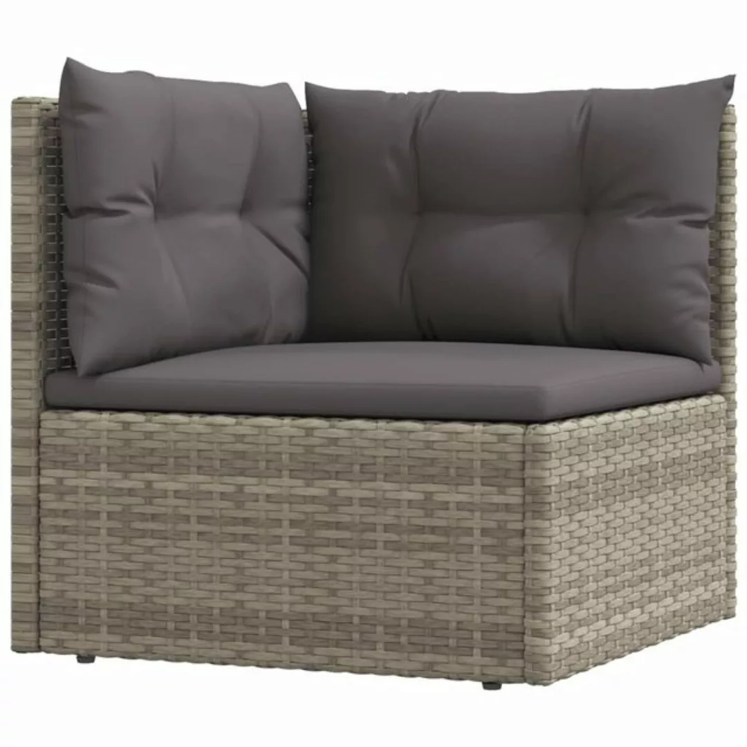 vidaXL Sofaelement Garten-Ecksofa mit Kissen Grau Poly Rattan (1 St) günstig online kaufen