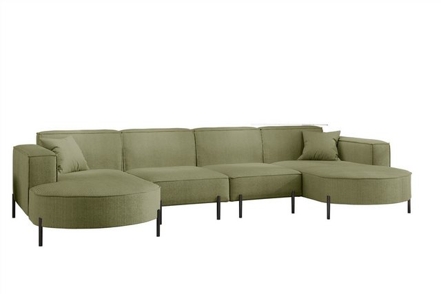 Fun Möbel Wohnlandschaft Sofa U-Form VALENCIA XL in Stoff, Für Saugroboter günstig online kaufen