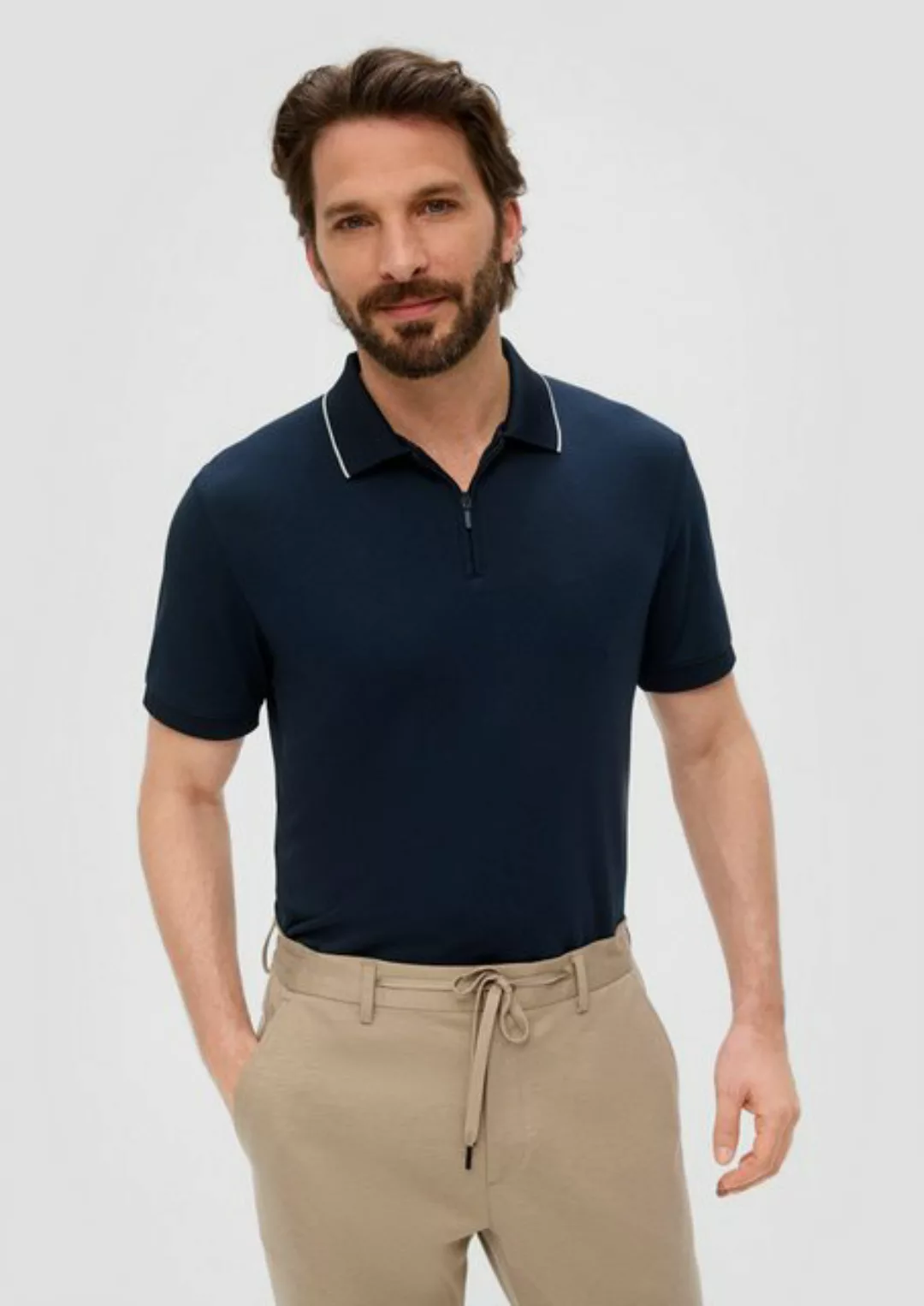 s.Oliver BLACK LABEL Kurzarmshirt Poloshirt aus Modalmix Blende günstig online kaufen