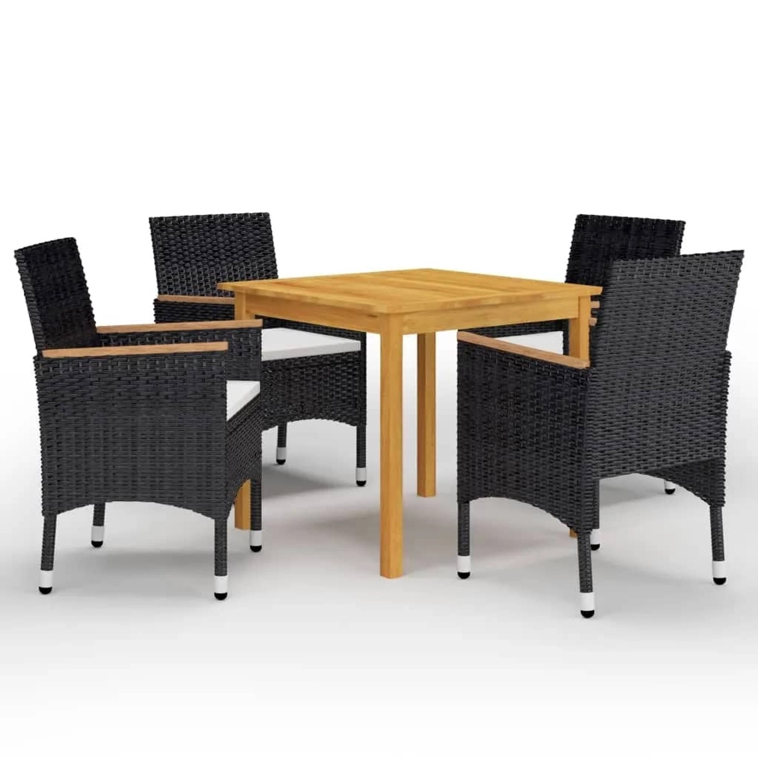 vidaXL 5-Tlg Garten-Essgruppe mit Kissen Schwarz 3095863 günstig online kaufen