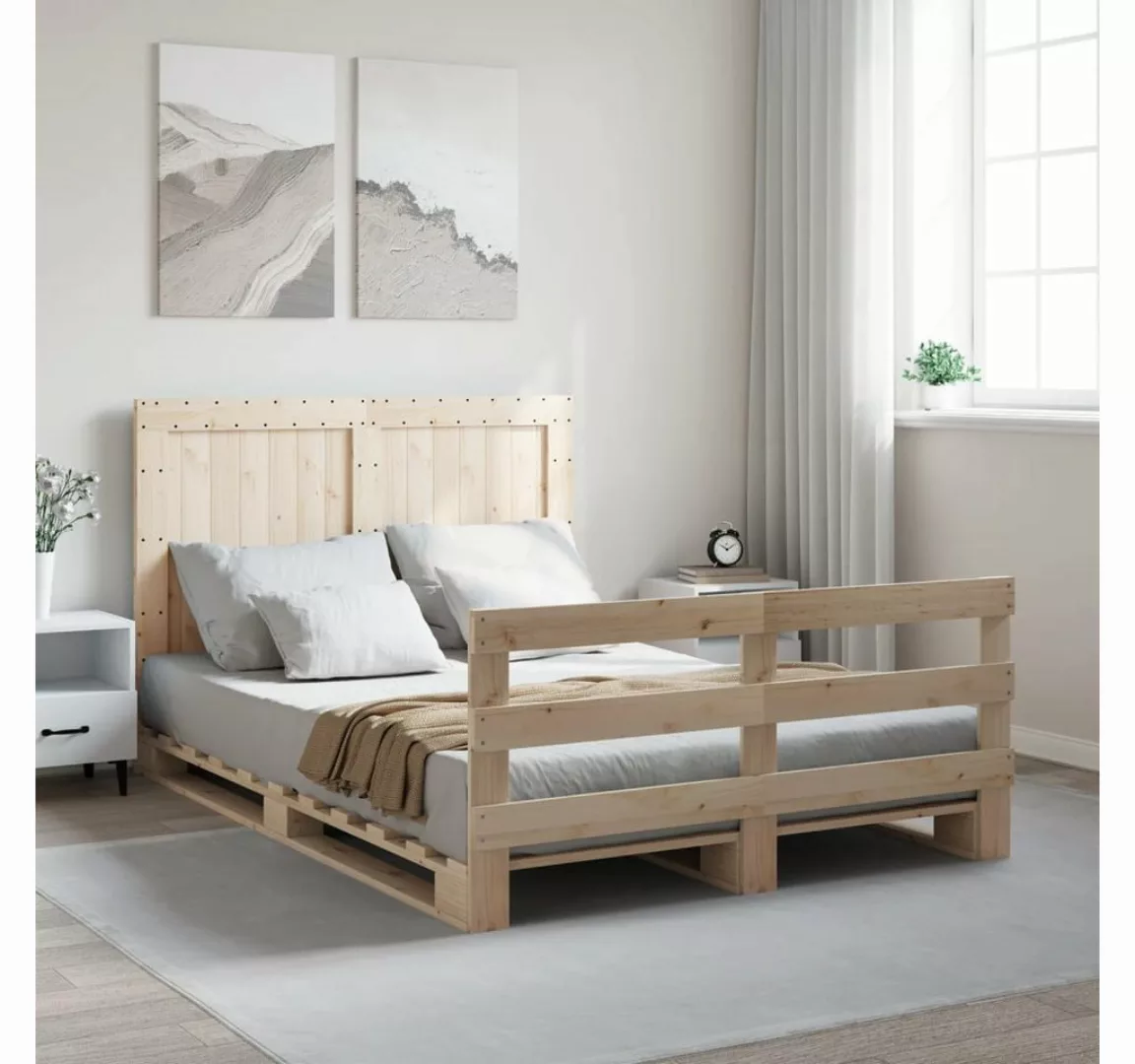 vidaXL Bett Massivholzbett mit Kopfteil 160x200 cm Kiefer günstig online kaufen