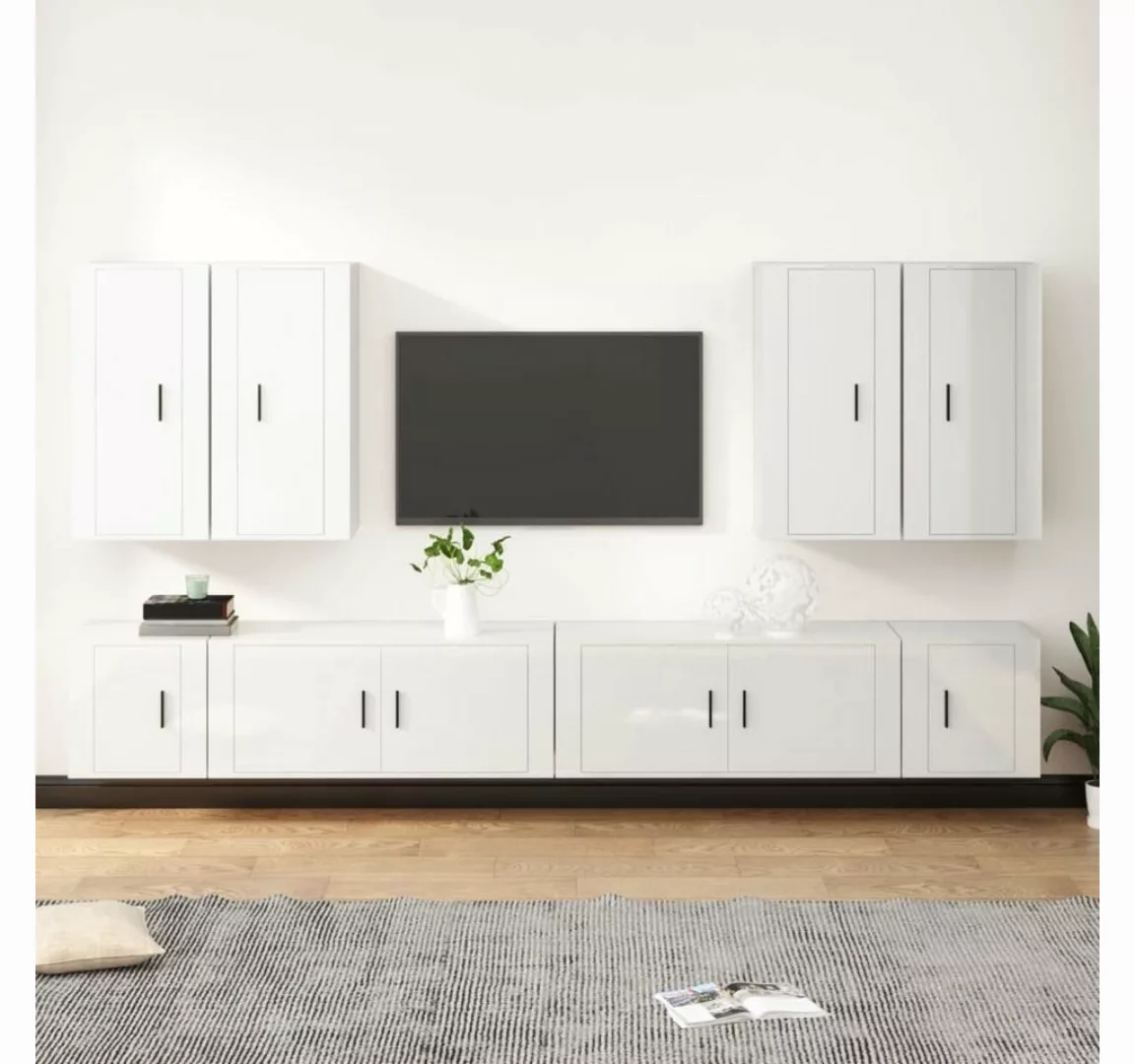 furnicato TV-Schrank 8-tlg. TV-Schrank-Set Hochglanz-Weiß Holzwerkstoff günstig online kaufen