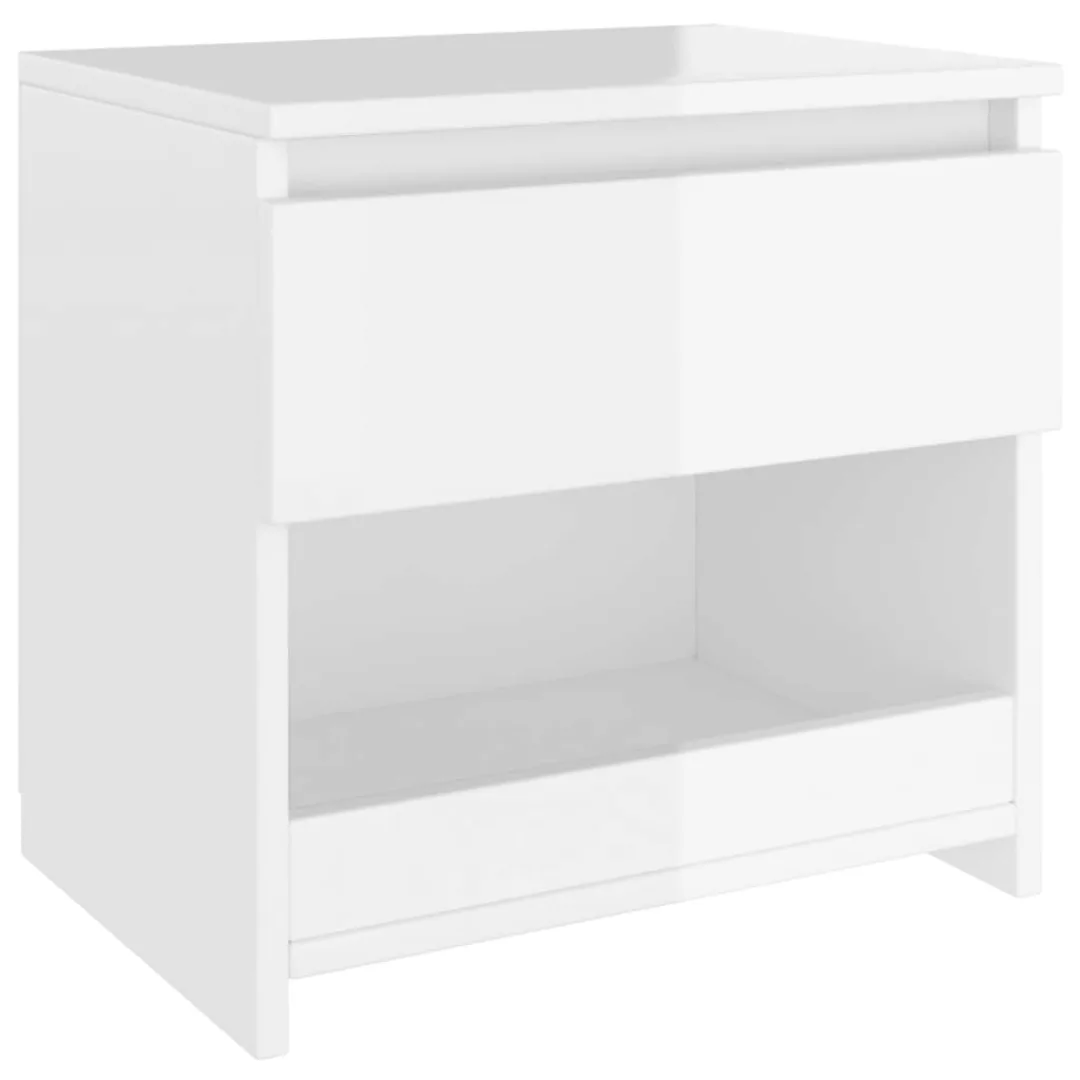 Nachttisch Hochglanz-weiß 40x30x39 Cm Spanplatte günstig online kaufen