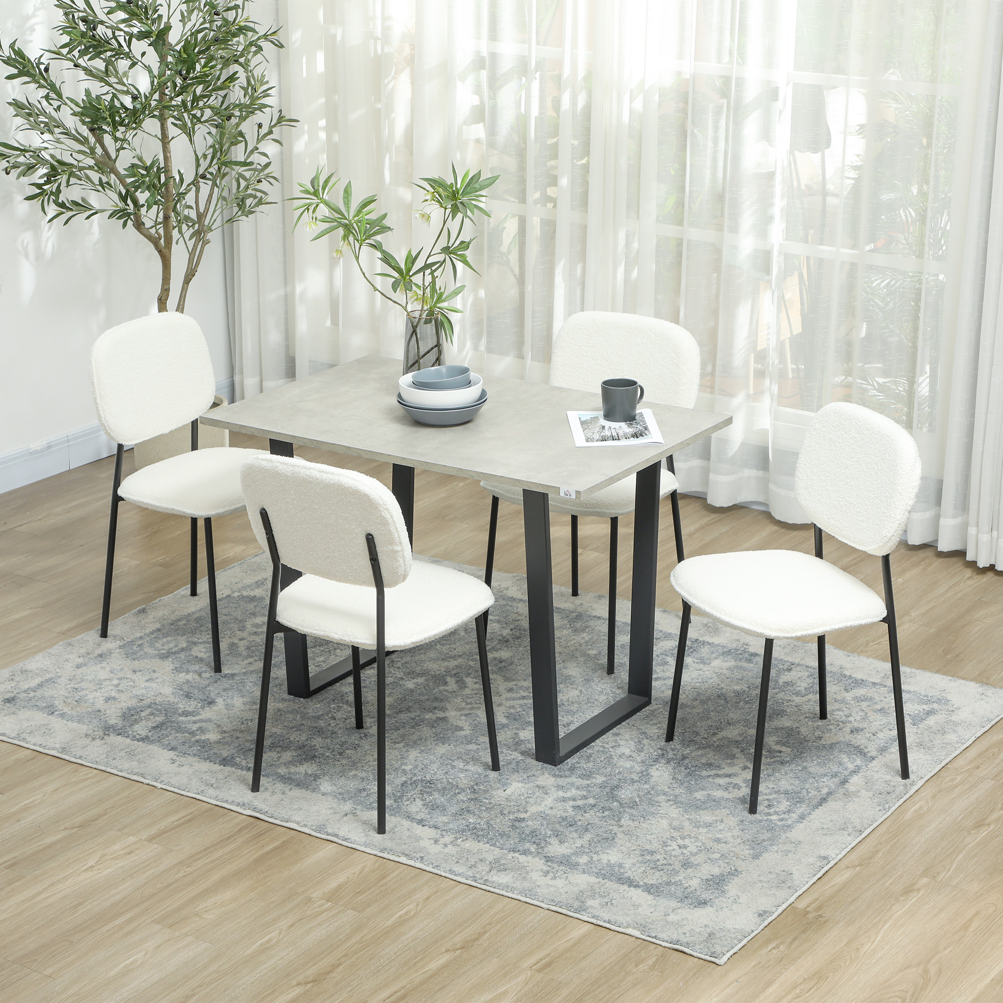 HOMCOM Esszimmerstühle 4er Set Küchenstuhl mit Rückenlehne, Samtoptik, Pols günstig online kaufen