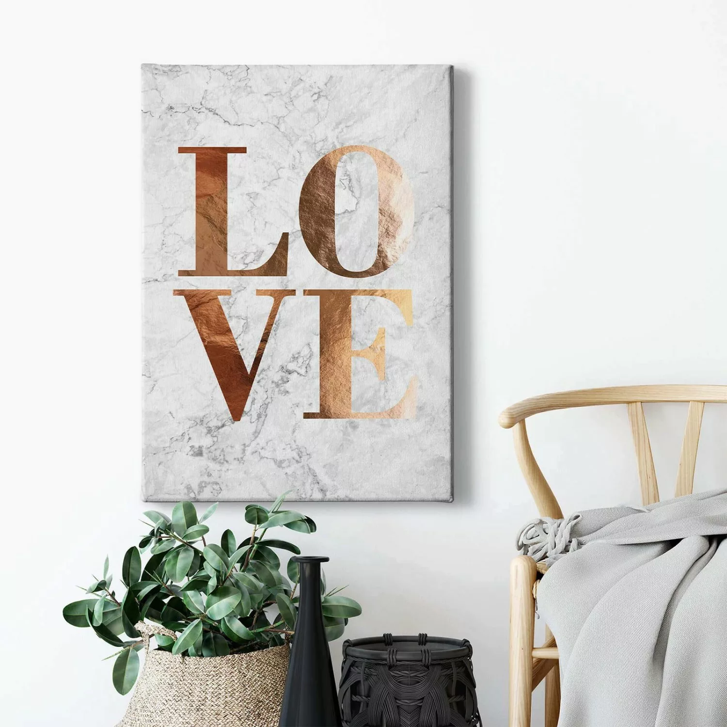 Bricoflor Love Wandbild Mit Gold Leinwand Bild In Marmor Optik Ideal Für Sc günstig online kaufen