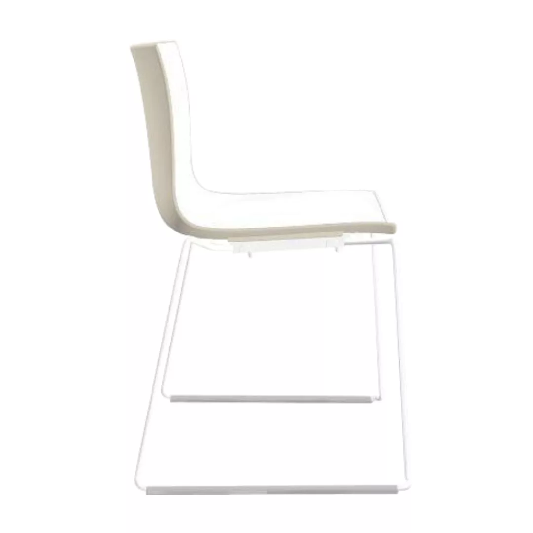 Arper - Catifa 46 0278 Stuhl zweifarbig Kufe weiß - weiß/elfenbein/Außensch günstig online kaufen