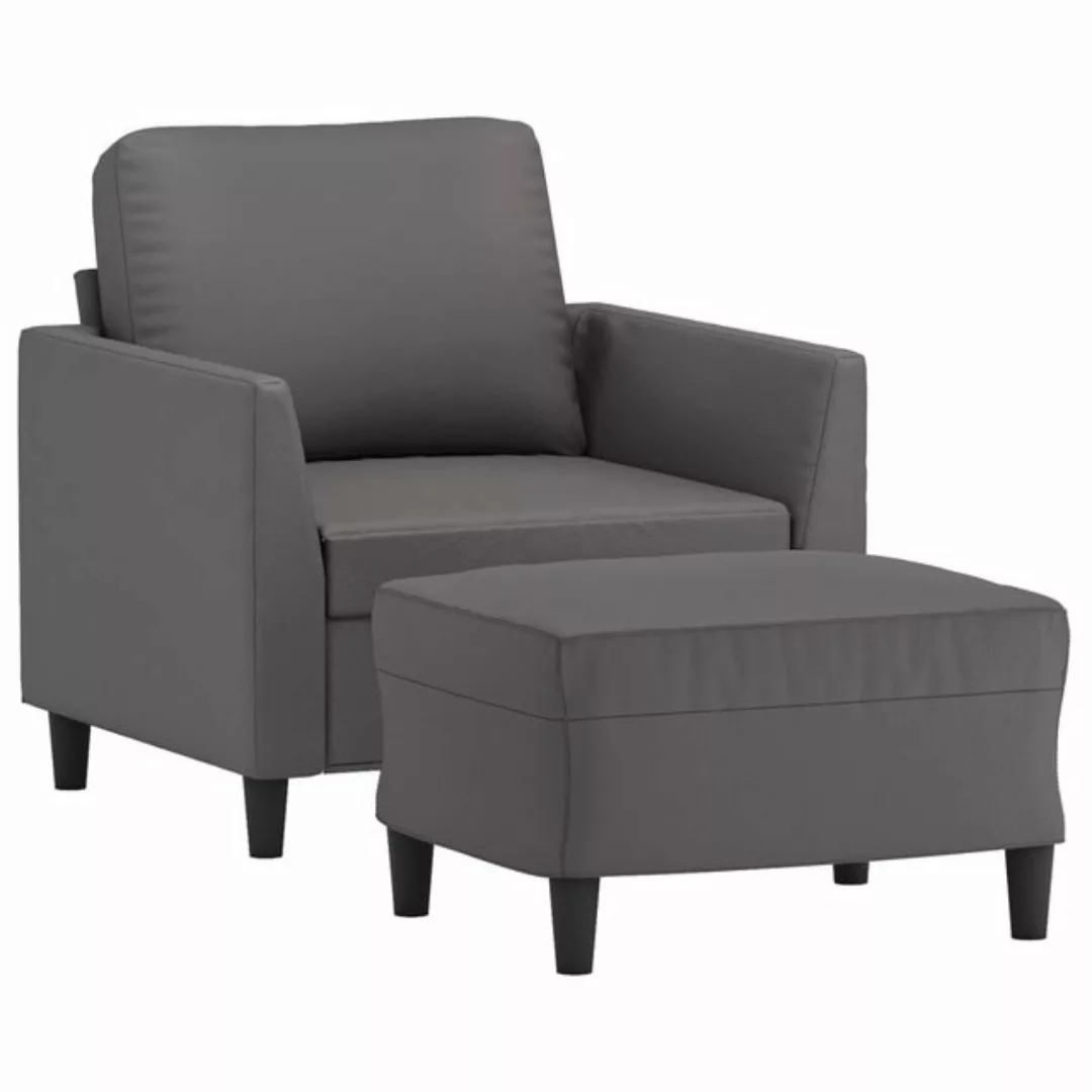 vidaXL Sofa Sessel mit Hocker Grau 60 cm Kunstleder günstig online kaufen