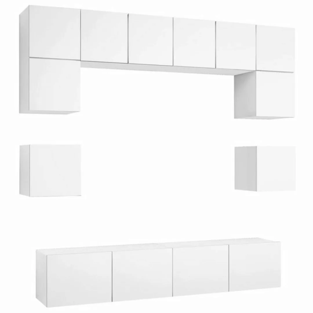 vidaXL TV-Schrank 8-tlg. TV-Schrank-Set Weiß Holzwerkstoff (1-St) günstig online kaufen