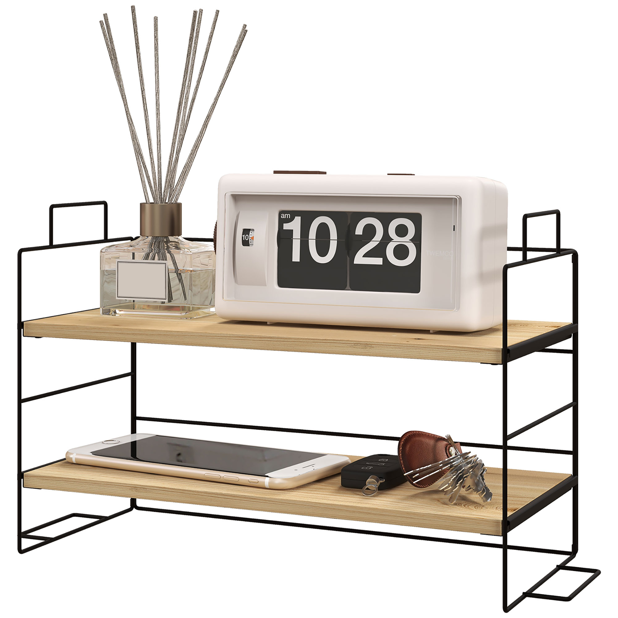 HOMCOM Büroorganisator, 2-stufiges Büroregal, 42B x 16,5T x 24,5H cm, Holzr günstig online kaufen