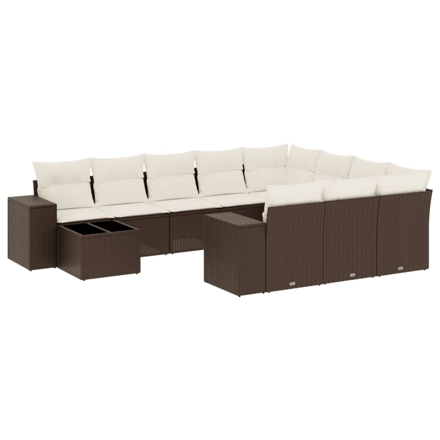 vidaXL 11-Tlg Garten-Sofagarnitur mit Kissen Braun Poly Rattan 3223132 günstig online kaufen