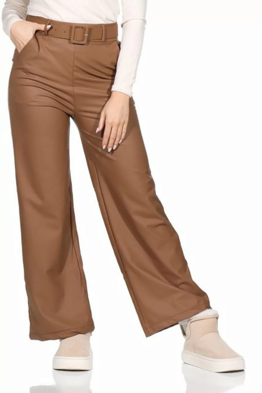 OriginalYou Culotte Damen Leder Hose weites Bein Hose in Lederoptik elastis günstig online kaufen