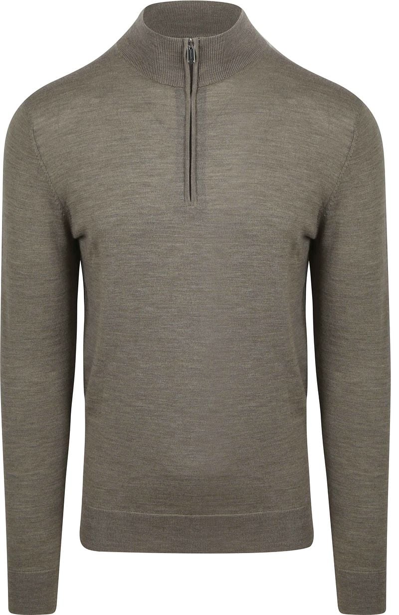 Profuomo Half Zip Pullover Merinowolle Grün - Größe XXL günstig online kaufen