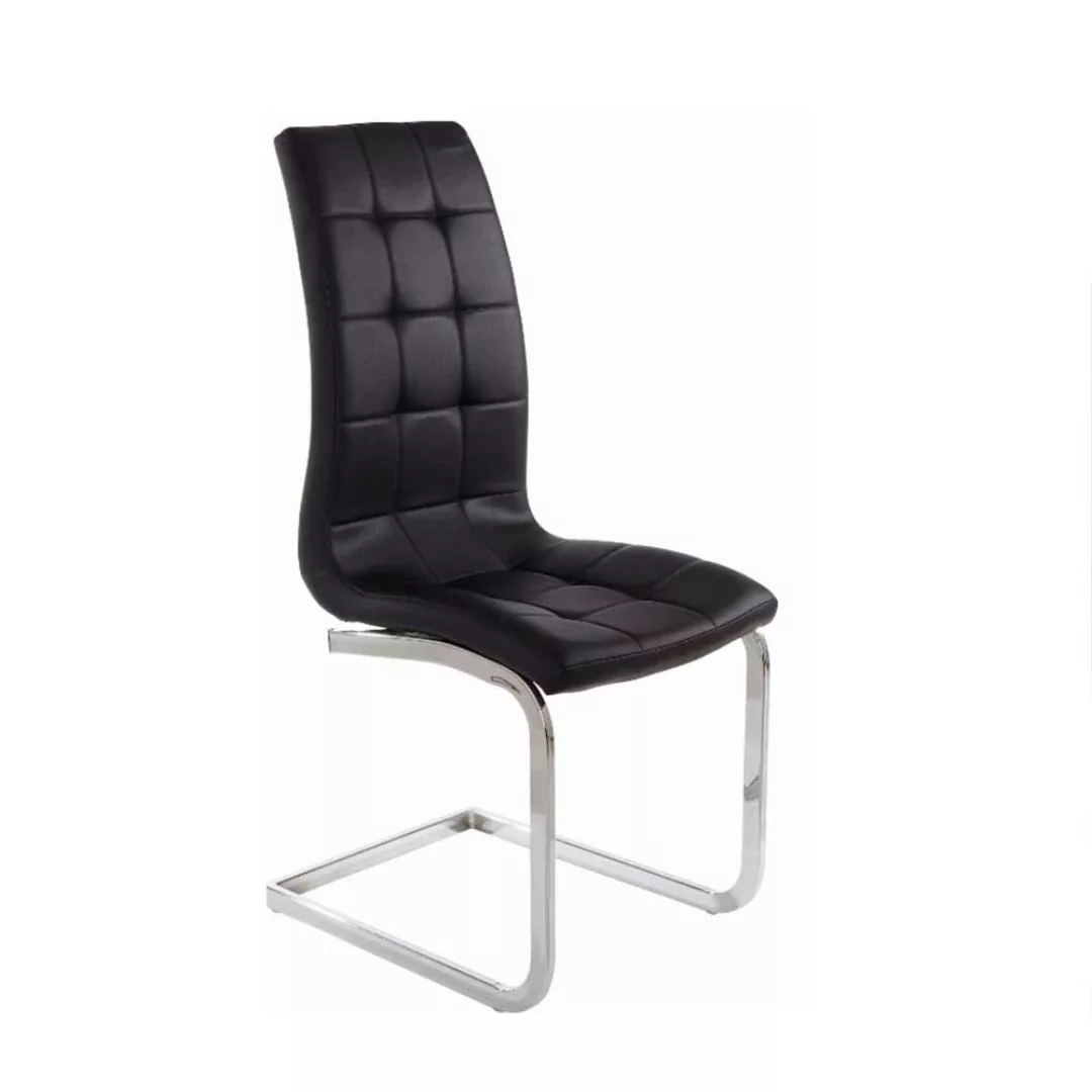 Schwingstühle in Schwarz Kunstleder verchromtem Metallgestell (Set) günstig online kaufen