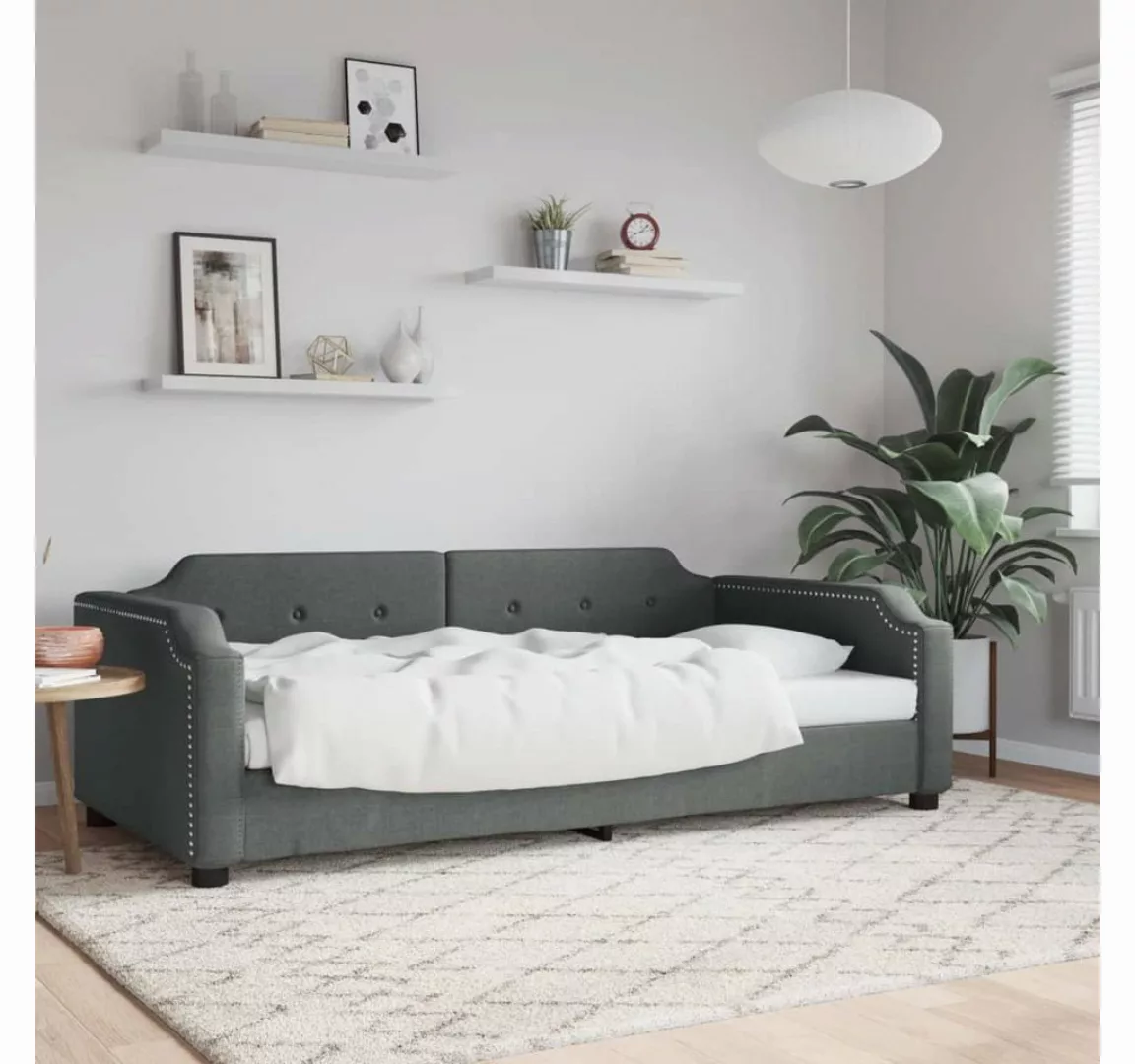 furnicato Bett Tagesbett Dunkelgrau 90x200 cm Stoff günstig online kaufen