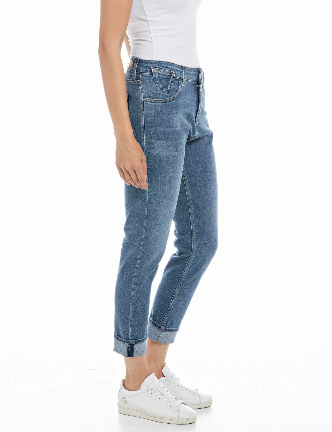 Replay Damen Jeans MARTY - Boyfriend Fit - Blau - Medium Blue Denim günstig online kaufen