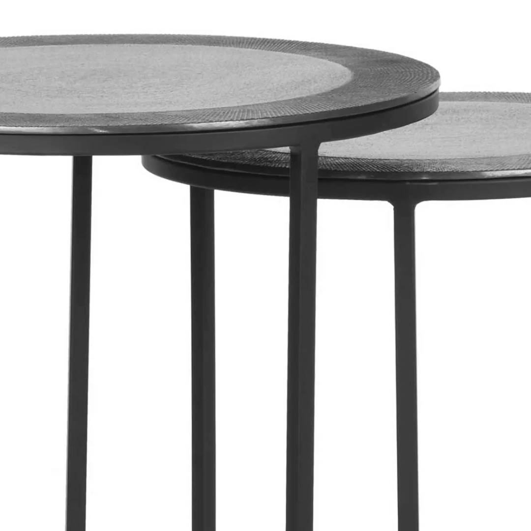Metall Beistelltische Sofa in Grau & Schwarz runder Platte (zweiteilig) günstig online kaufen