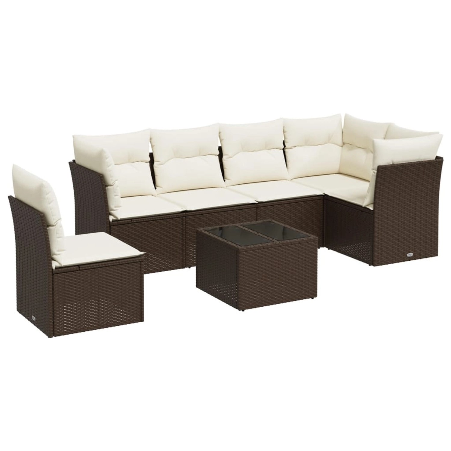 vidaXL 7-Tlg Garten-Sofagarnitur mit Kissen Braun Poly Rattan 3249552 günstig online kaufen