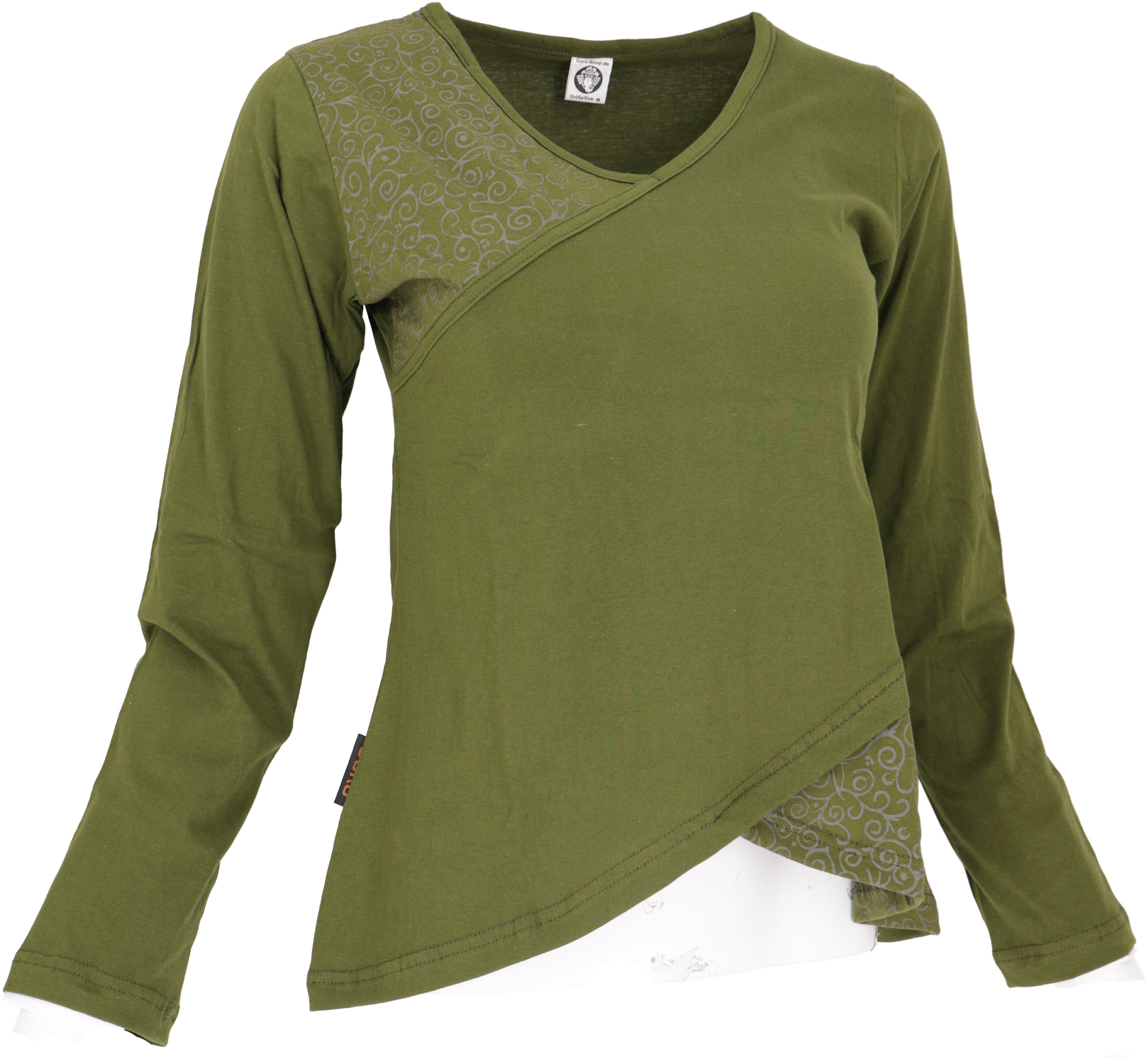 Guru-Shop Longsleeve Langarmshirt Boho-chic - grün günstig online kaufen