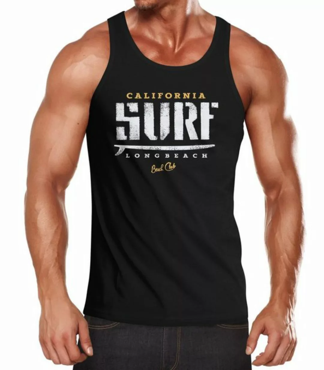 Neverless Tanktop Herren Tank-Top Surf Druck Muskelshirt Muscle Shirt mit P günstig online kaufen