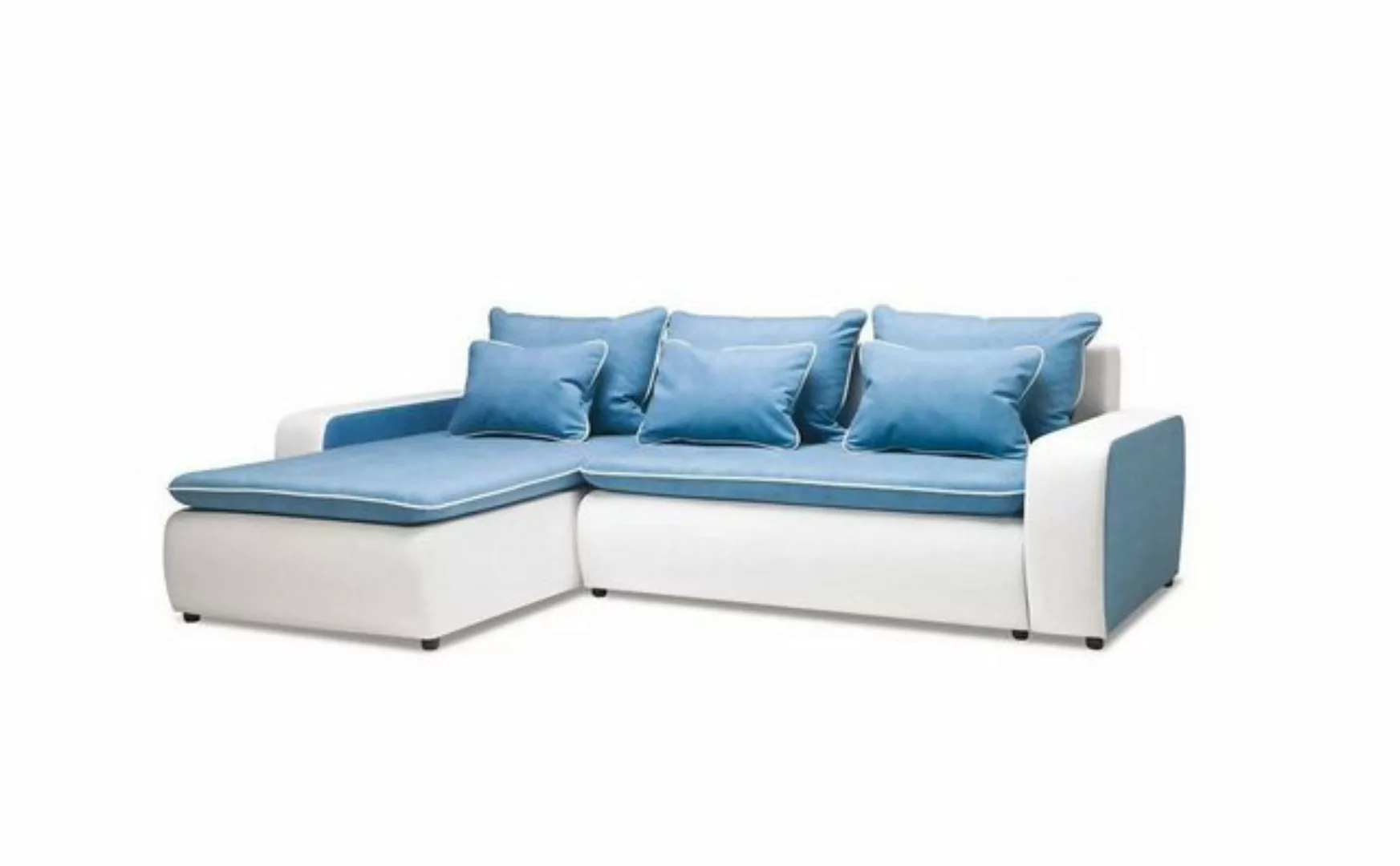 JVmoebel Ecksofa Blau-weißes Ecksofa Moderne Textil Couch Wohnzimmer Sitzmö günstig online kaufen