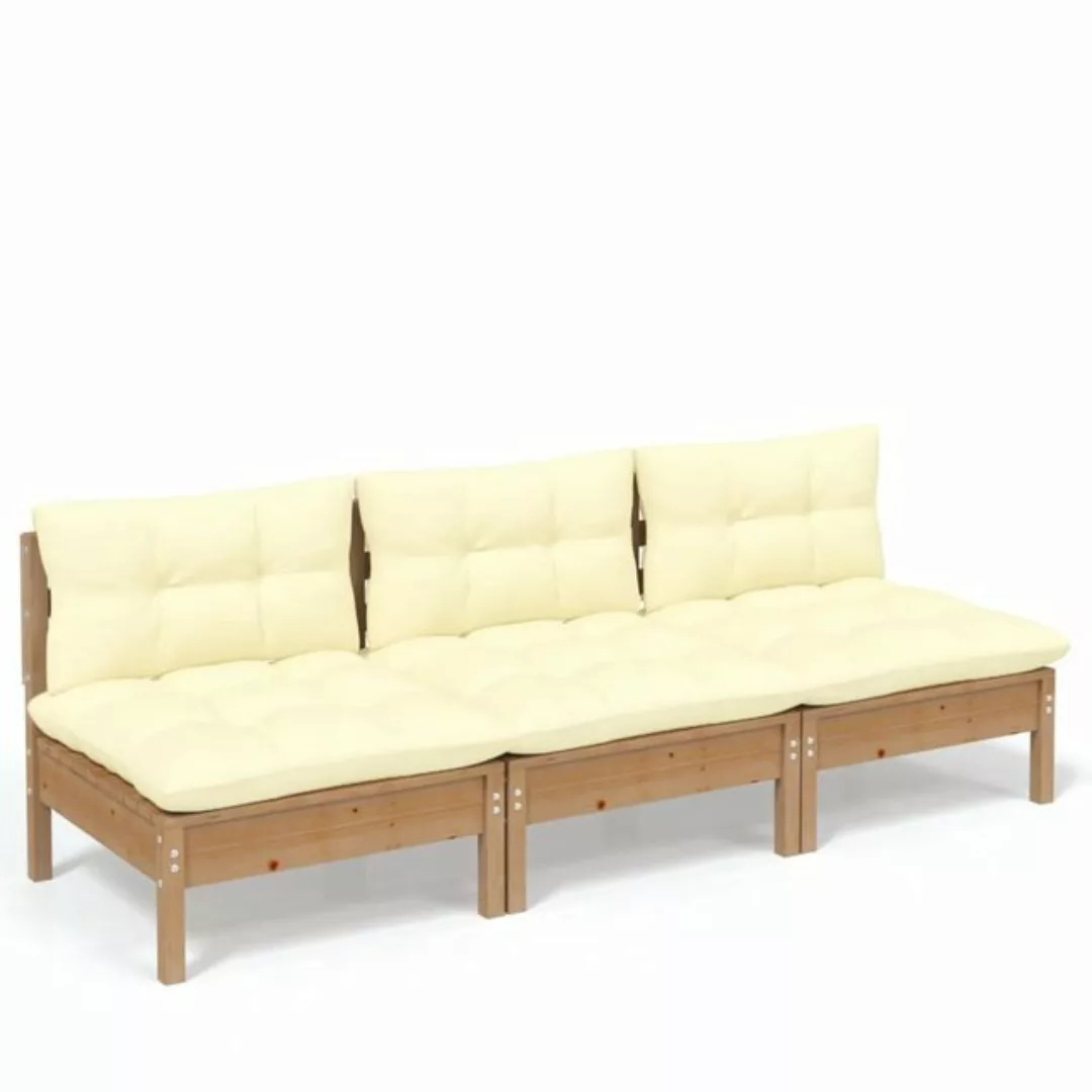 3-sitzer-gartensofa Mit Creme Kissen Massivholz Kiefer günstig online kaufen