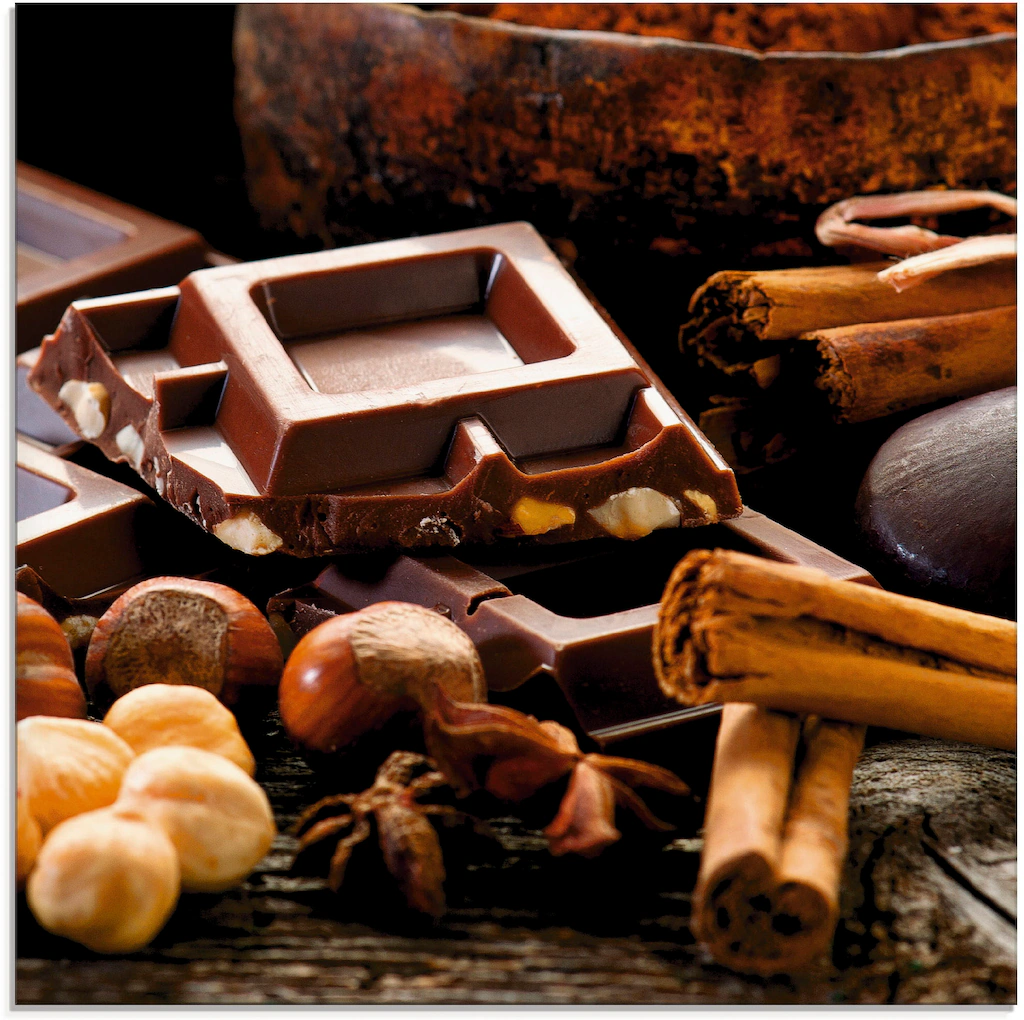 Artland Glasbild »Schokolade mit Zutaten«, Süßspeisen, (1 St.), in verschie günstig online kaufen