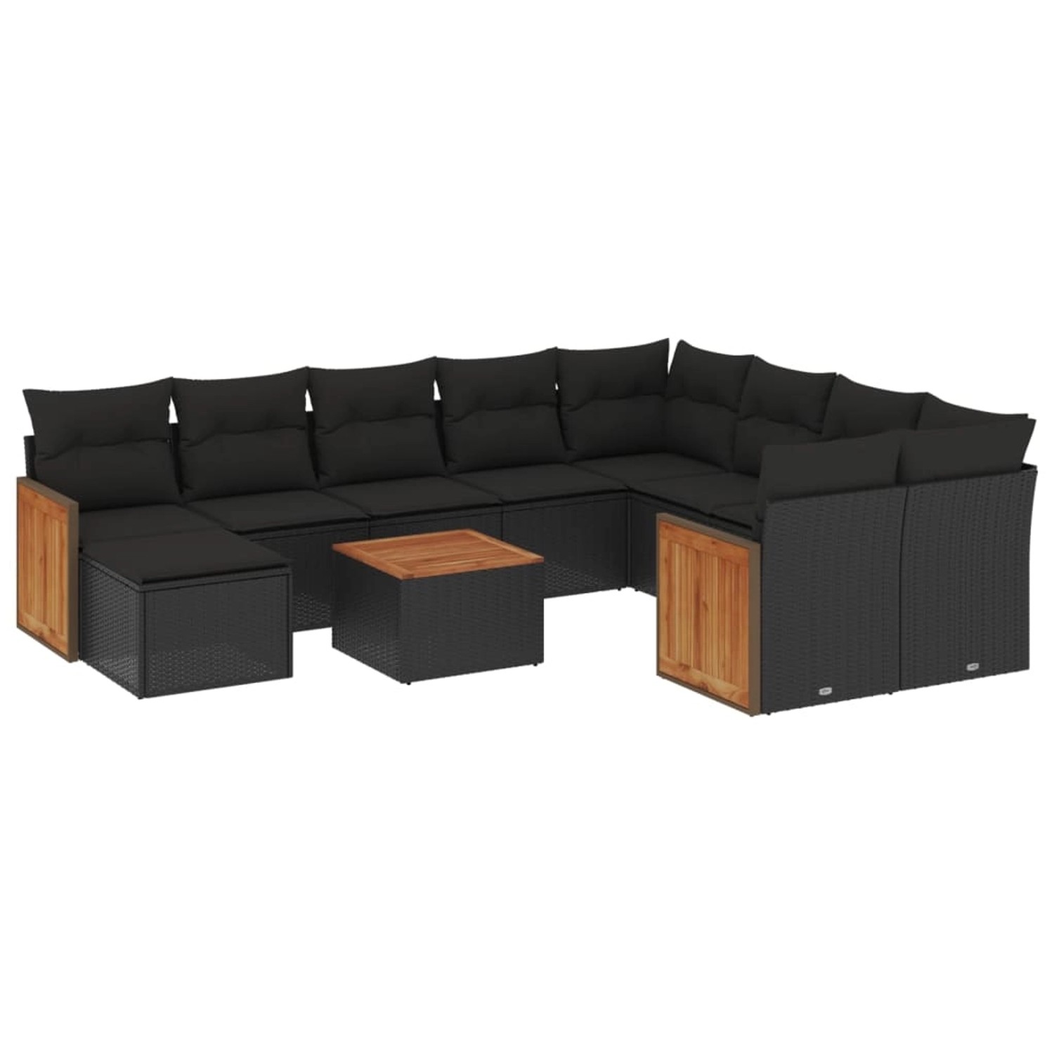 vidaXL 11-Tlg Garten-Sofagarnitur mit Kissen Schwarz Poly Rattan 3228239 günstig online kaufen