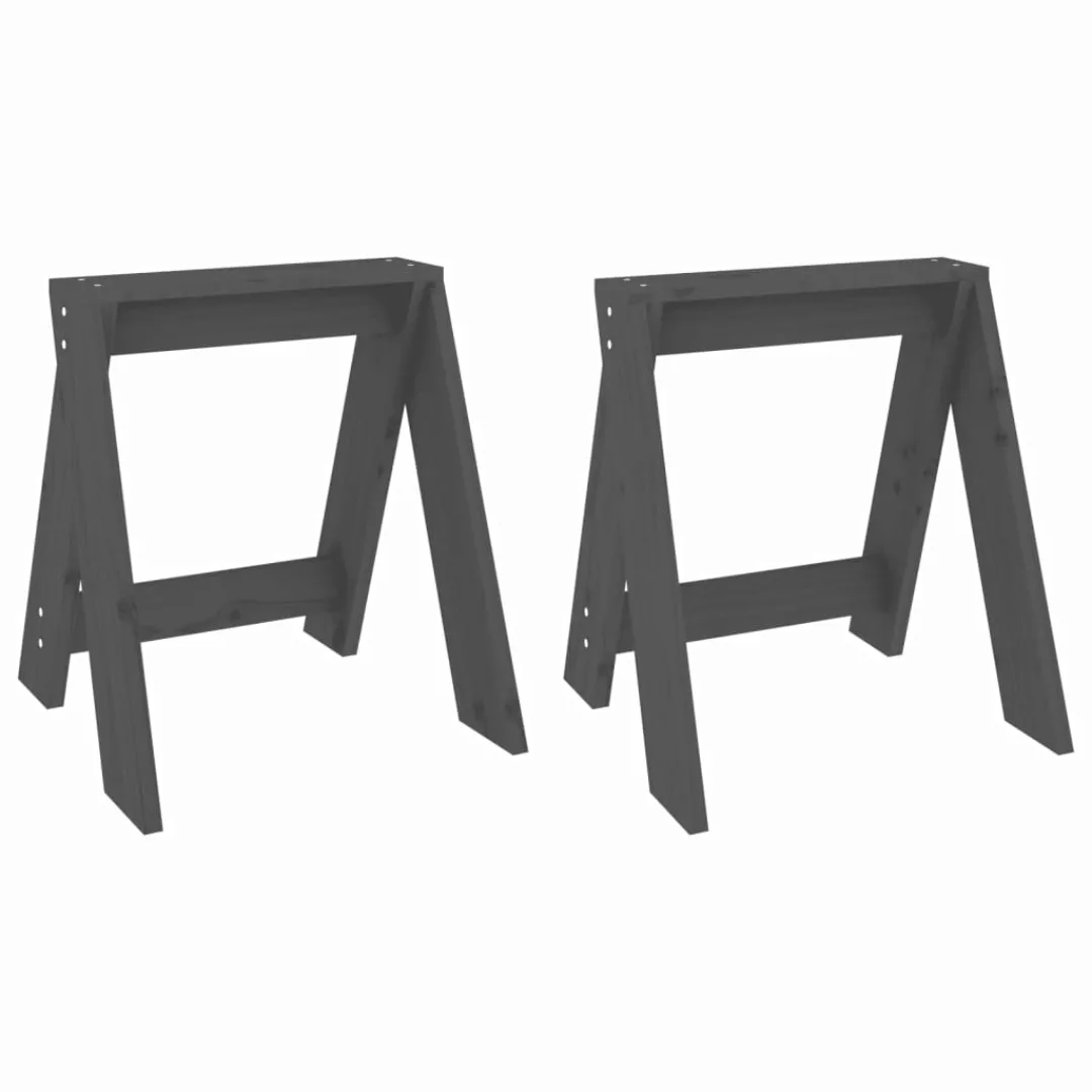 Vidaxl Hocker 2 Stk. Grau 40x40x45 Cm Massivholz Kiefer günstig online kaufen