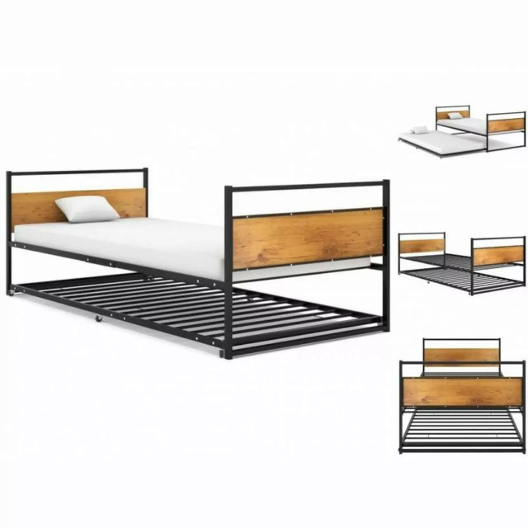 vidaXL Bettgestell Ausziehbett Schwarz Metall 90x200 cm Einzelbett Bett Bet günstig online kaufen