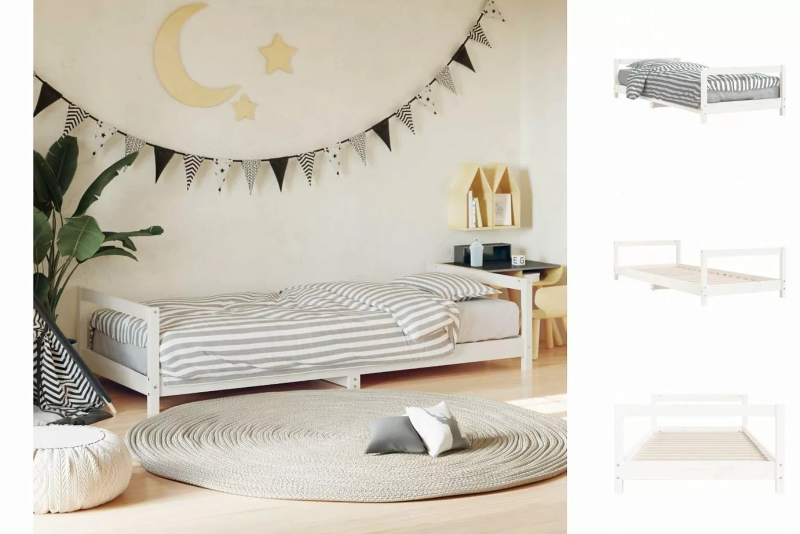 vidaXL Kinderbett Kinderbett Weiß 80x200 cm Massivholz Kiefer günstig online kaufen
