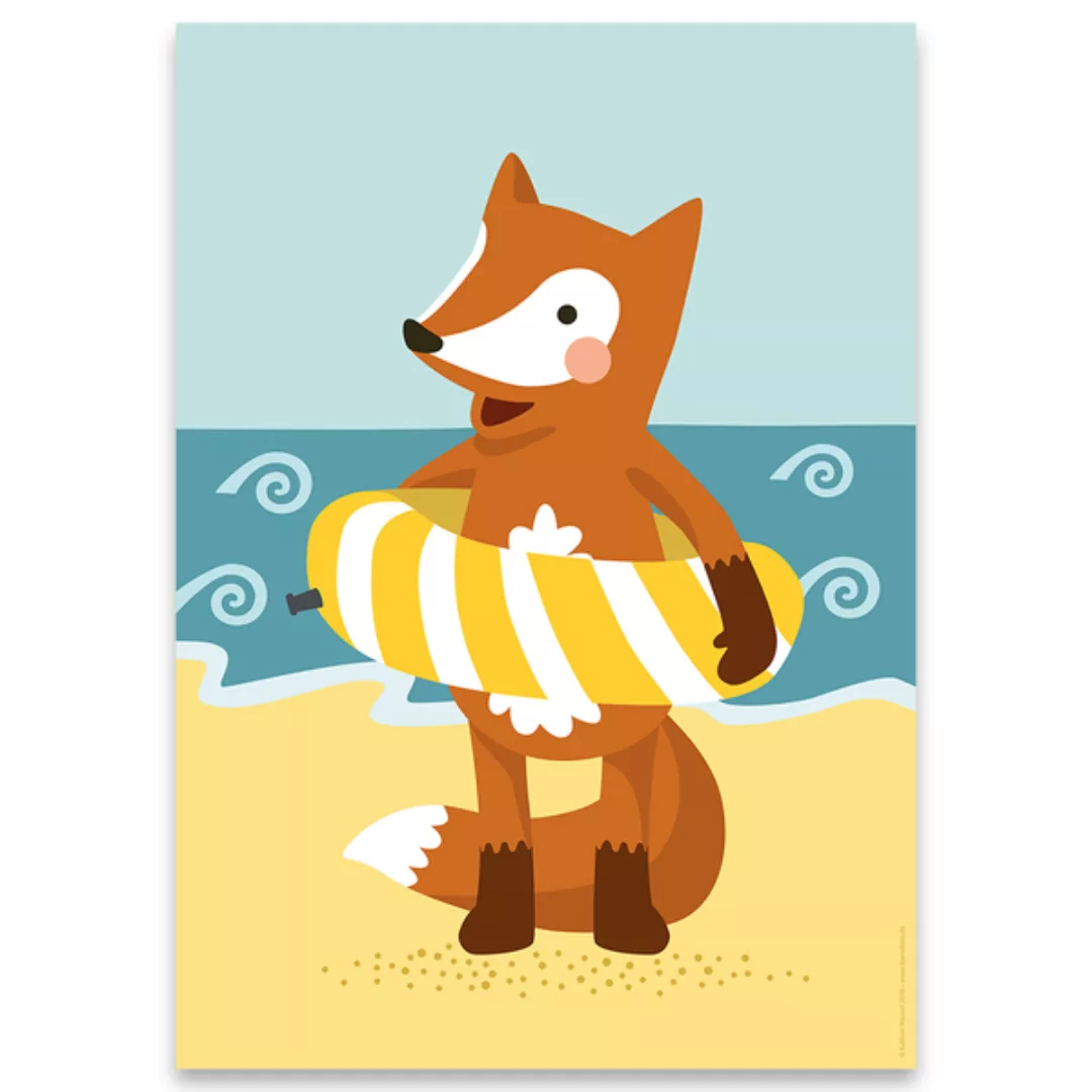 Din A4 Poster Fuchs Am Strand günstig online kaufen