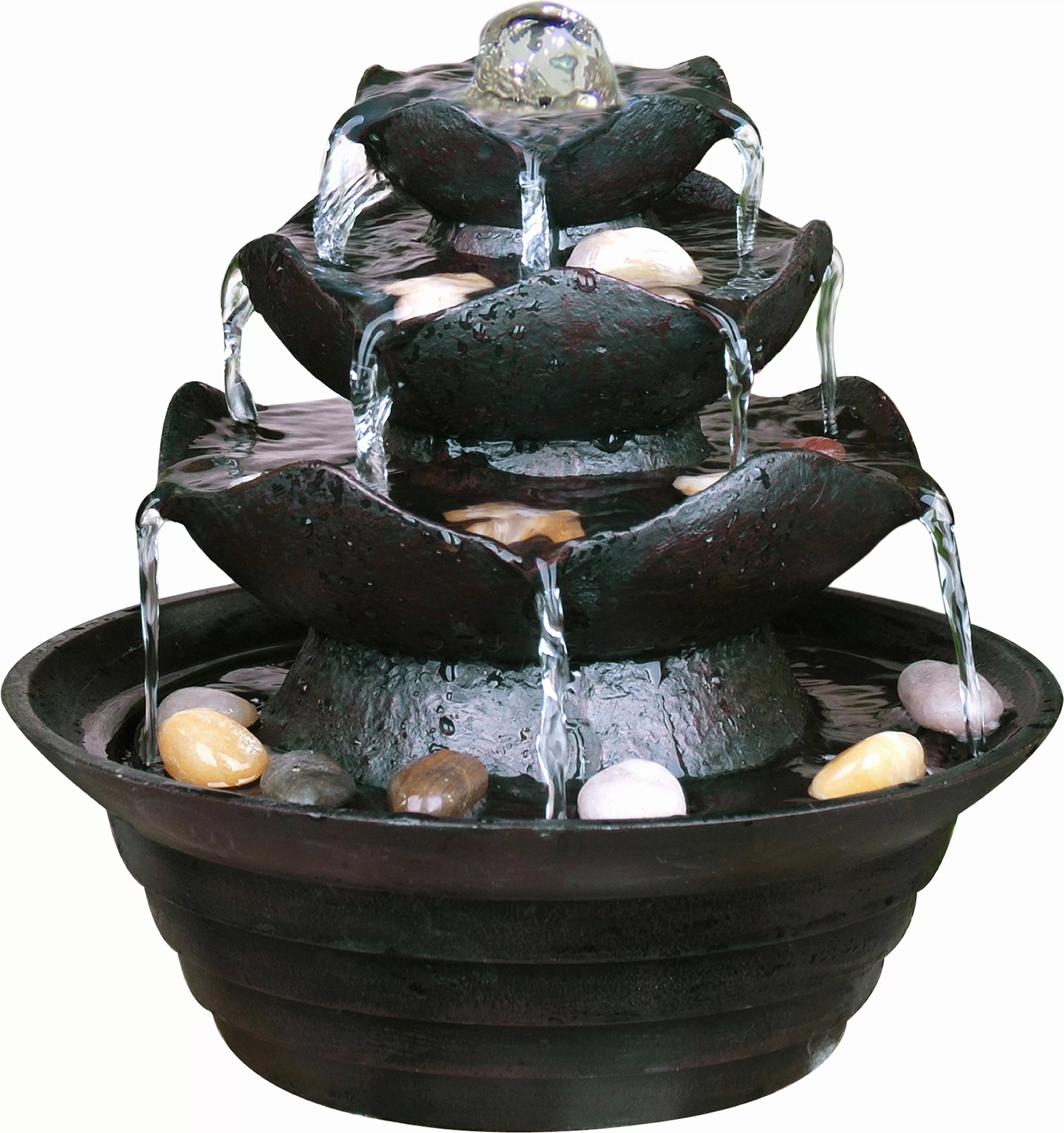 dobar Gartenbrunnen Design-Zimmerbrunnen mit Deko-Steinen günstig online kaufen