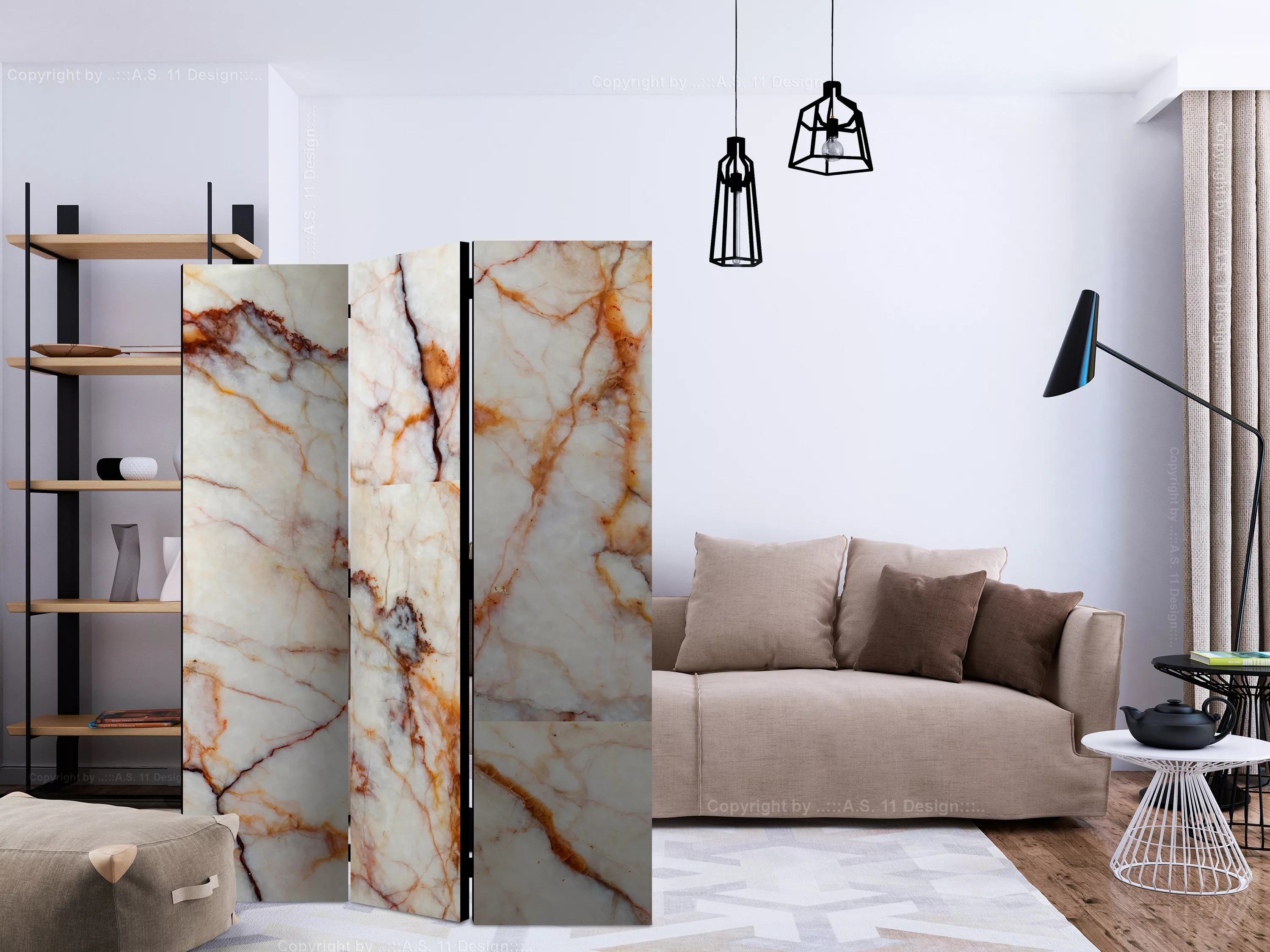 3-teiliges Paravent - Marble Plate [room Dividers] günstig online kaufen