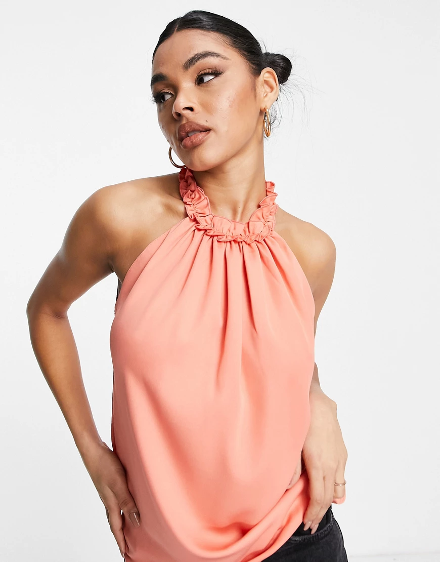 Vesper – Hochgeschlossene Bluse in Koralle-Rosa günstig online kaufen
