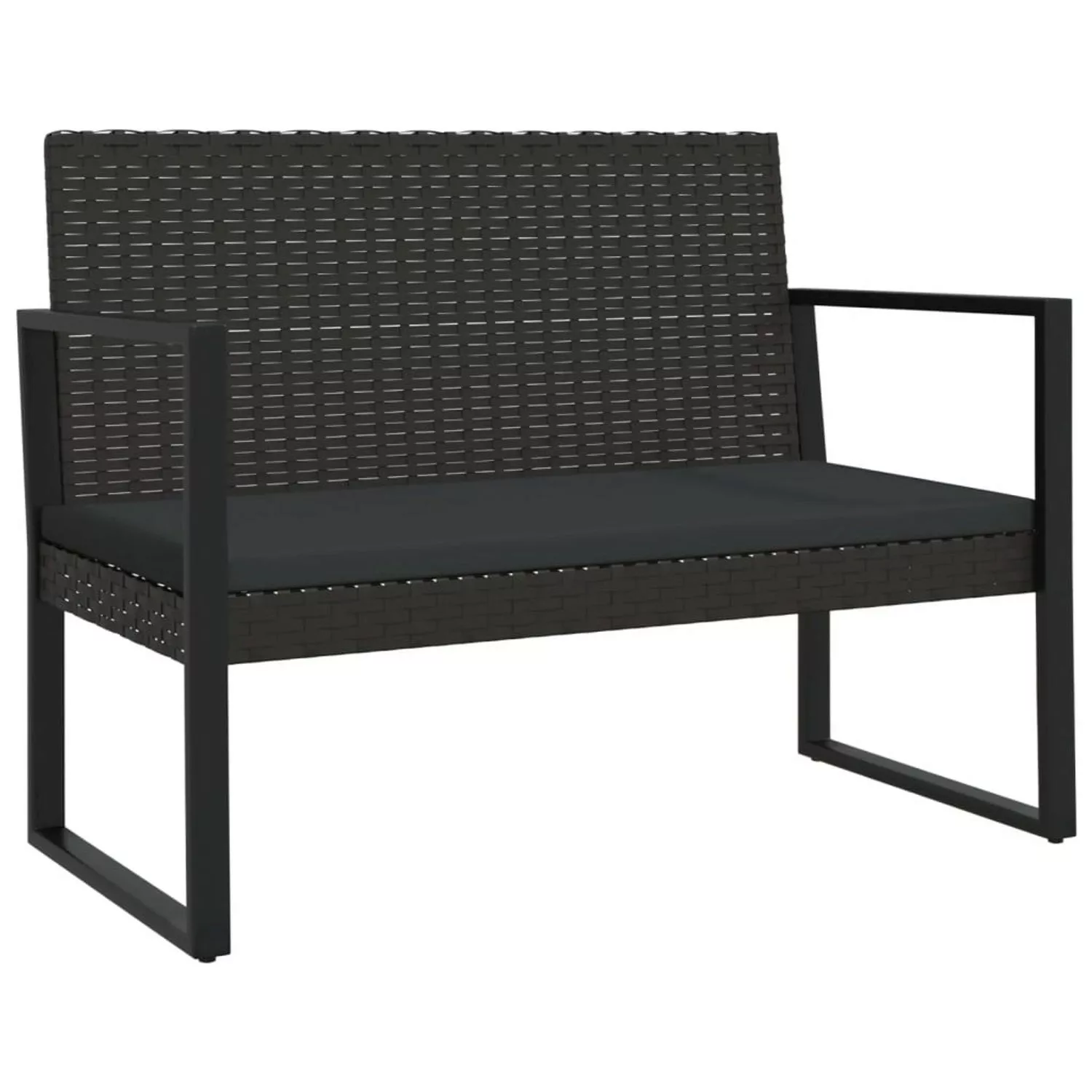 furnicato Gartenbank mit Kissen Schwarz 106 cm Poly Rattan günstig online kaufen