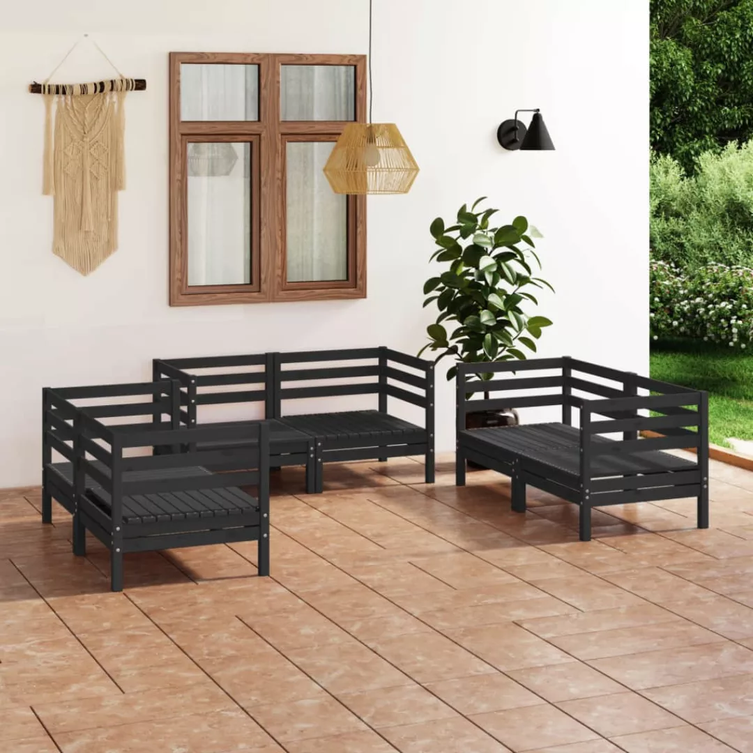 6-tlg. Garten-lounge-set Schwarz Massivholz Kiefer günstig online kaufen