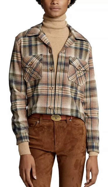 Polo Ralph Lauren Winterjacke Check Cropped Shirt-Jacke aus italienischem T günstig online kaufen