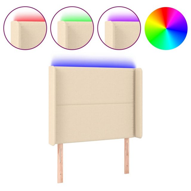 vidaXL Bett, LED Kopfteil Creme 93x16x118/128 cm Stoff günstig online kaufen