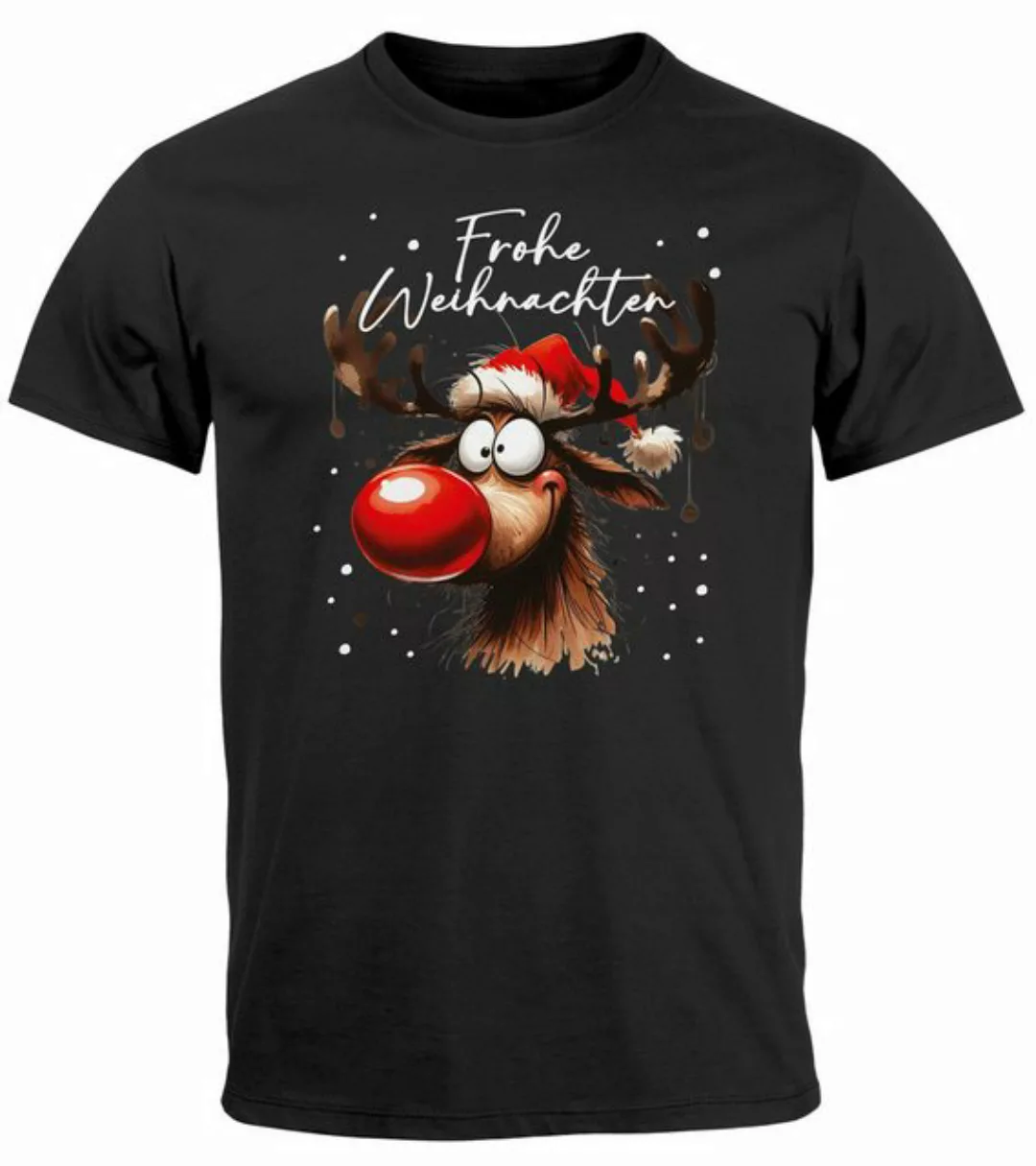 MoonWorks Print-Shirt Herren T-Shirt Weihnachten Printshirt Rentier Rudolf günstig online kaufen