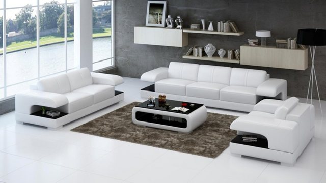 JVmoebel Sofa Ledersofa Wohnlandschaft Garnitur Design Sofagarnitur 3+2+1, günstig online kaufen