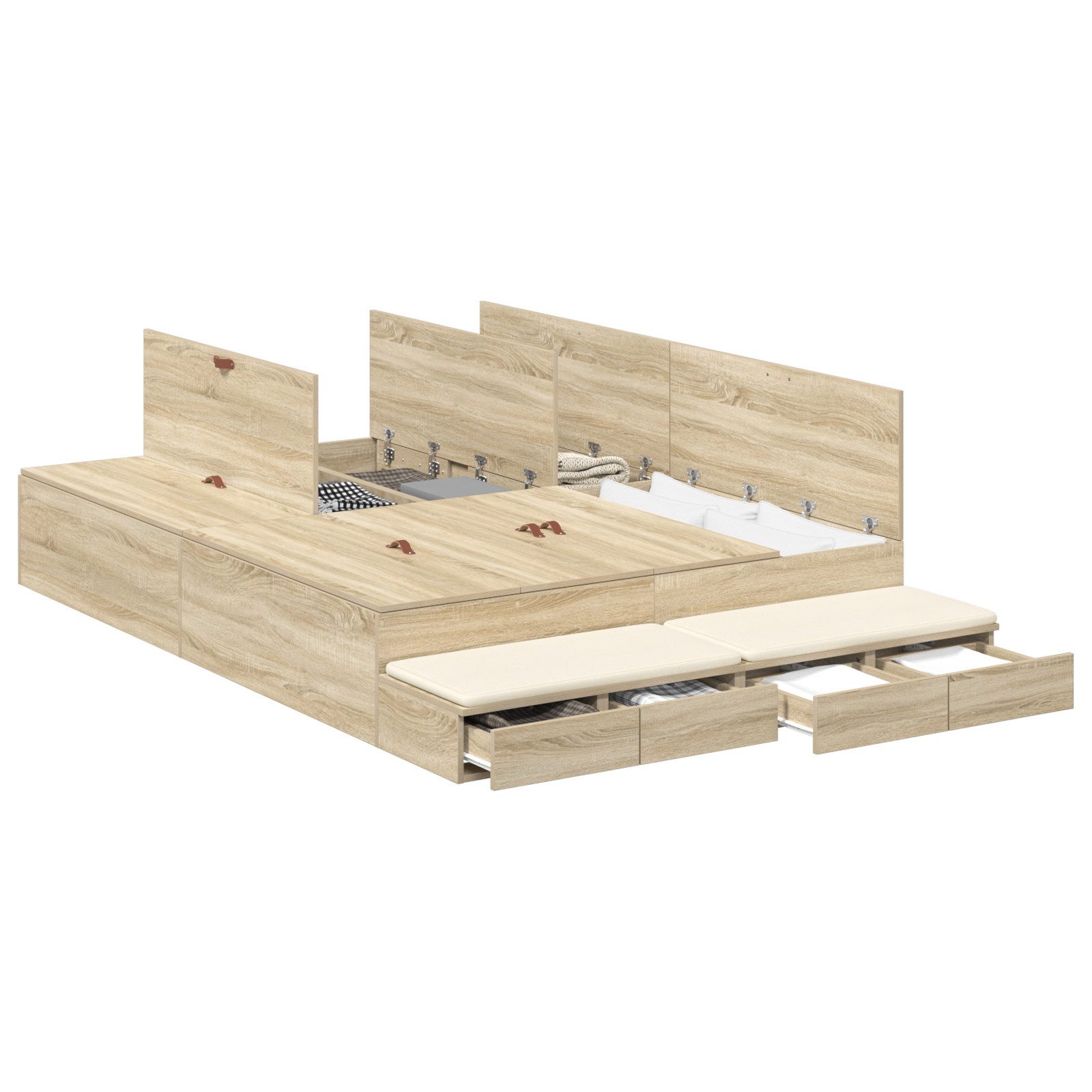vidaXL Bett Stauraum Bettgestell Sonoma Eiche günstig online kaufen